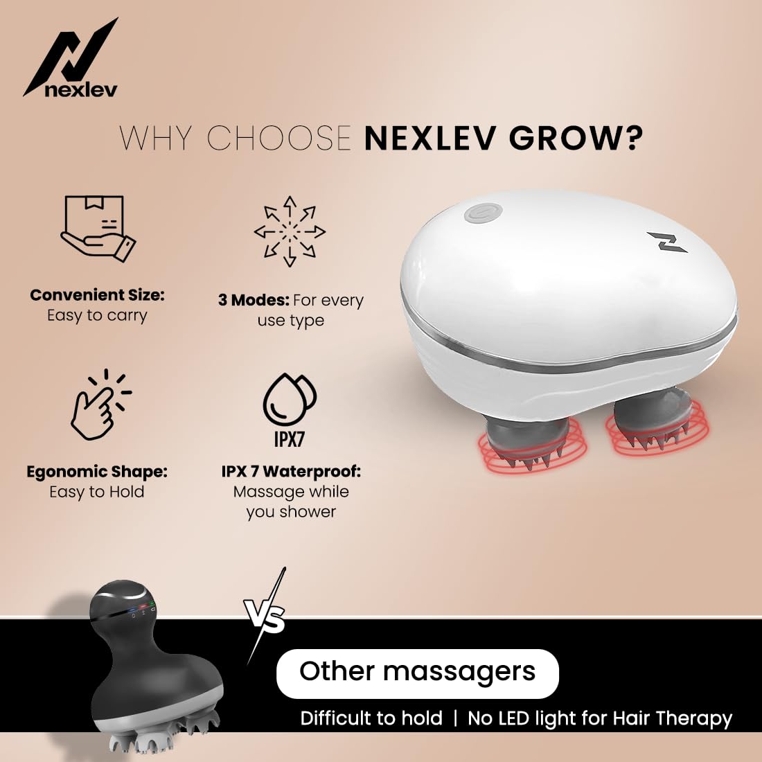 Nexlev-GROW Electric Head & Body Massager | HM-02