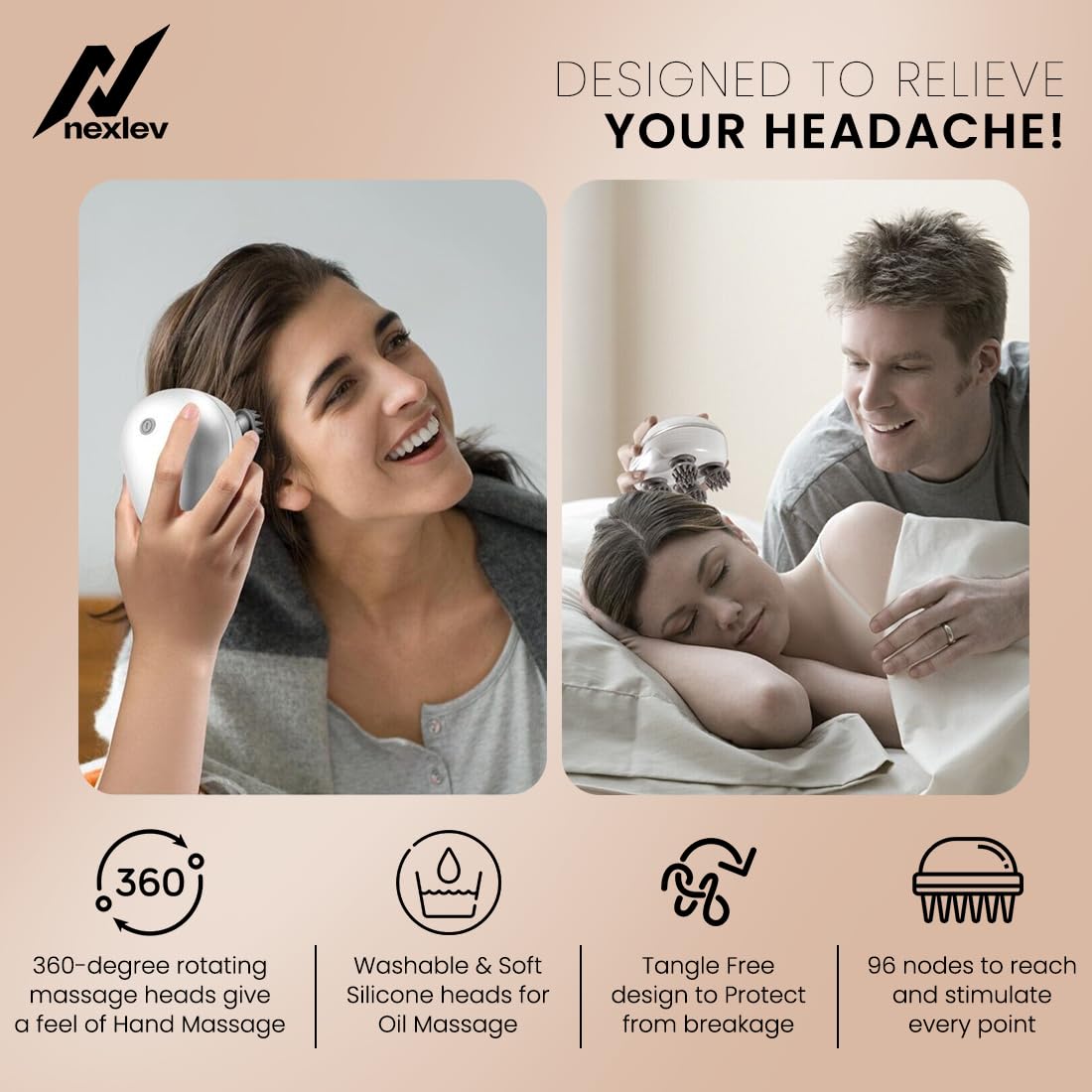 Nexlev-GROW Electric Head & Body Massager | HM-02