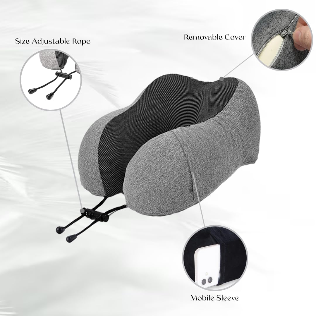 Premium Memory Foam Neck Pillow | NP-03 (Grey)