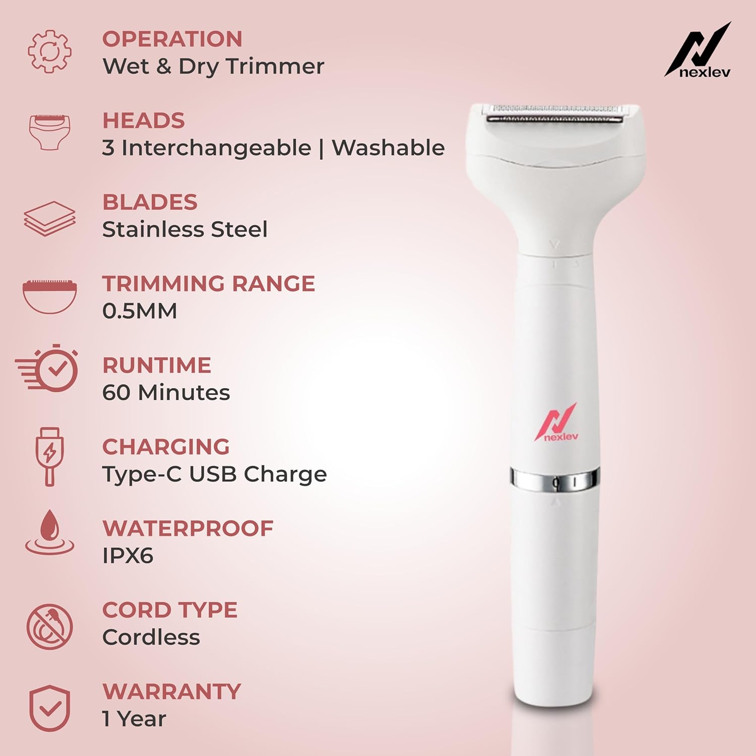 Velvet Vibe PLUS Multi-Trimmer for Body, Bikini, Face, Eyebrows, Upperlips | T-02