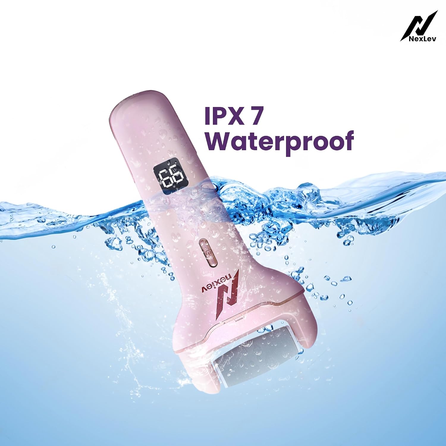 NexLev Foot Callus Remover Electric Scrubber & Shaver for Dead, Hard & Cracked Skin Professional Pedicure at Home Waterproof Type C 3 Crystal Quartz Heads for Men and Women CR-01