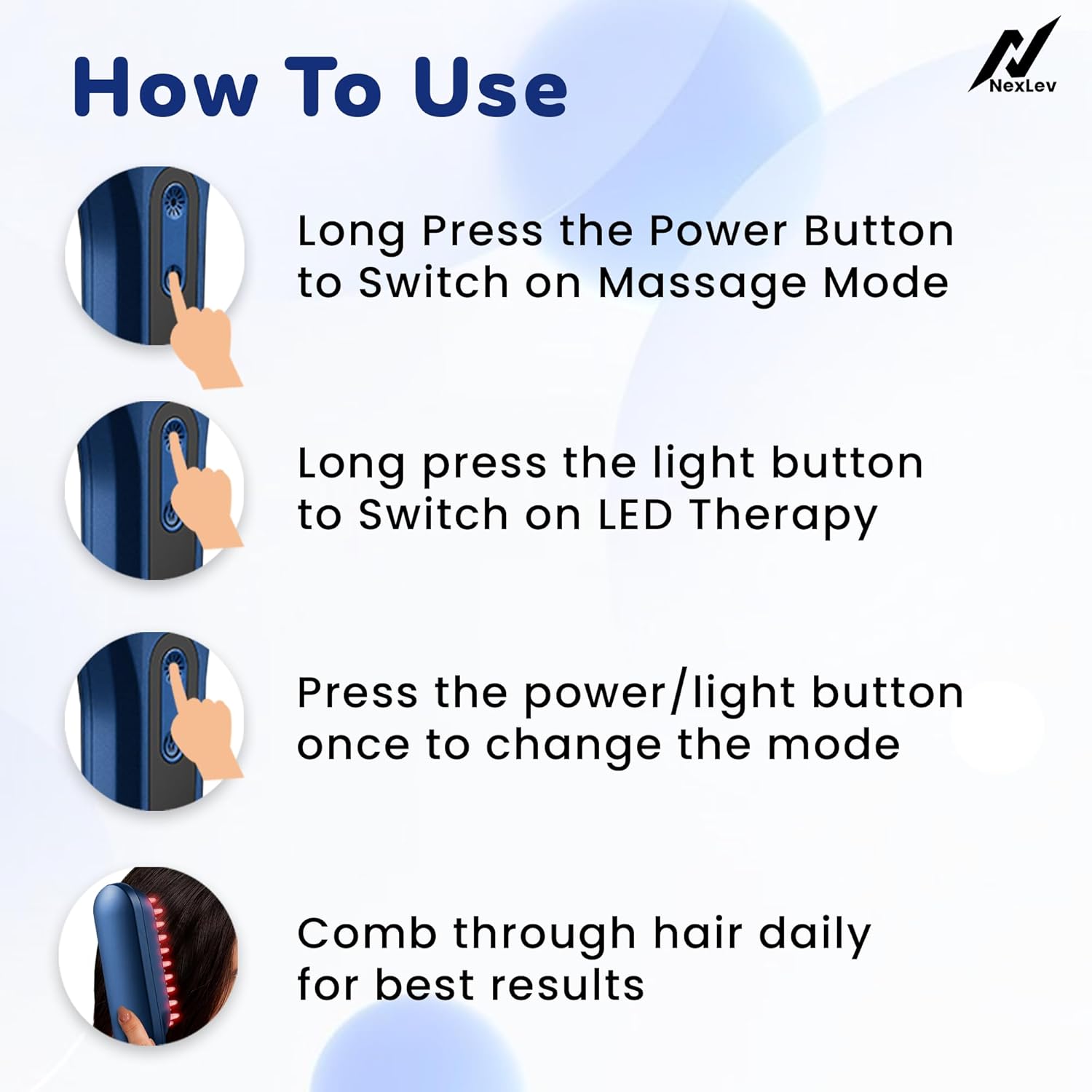 NexLev LED Hair Therapy Comb | LE-02