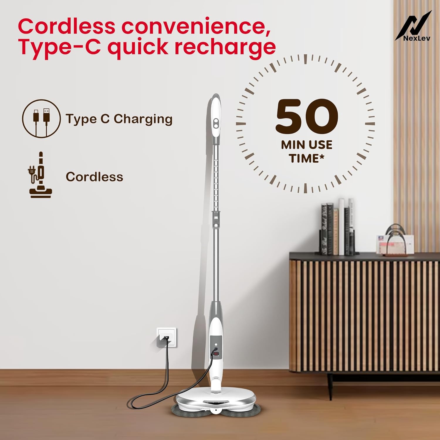 Nexlev Cordless Electric Spin Mop Swipe+ SPM-01
