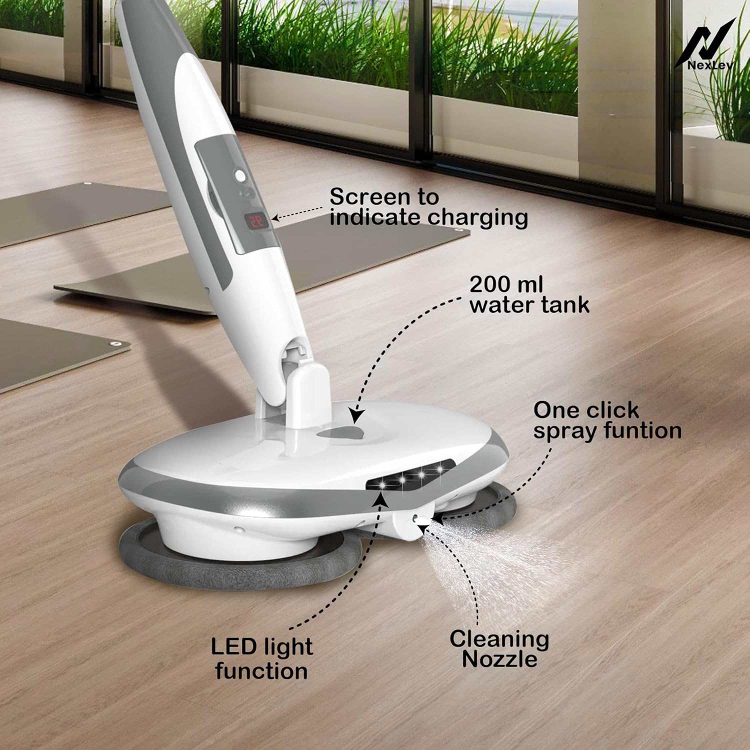 Nexlev Cordless Electric Spin Mop Swipe+ SPM-01