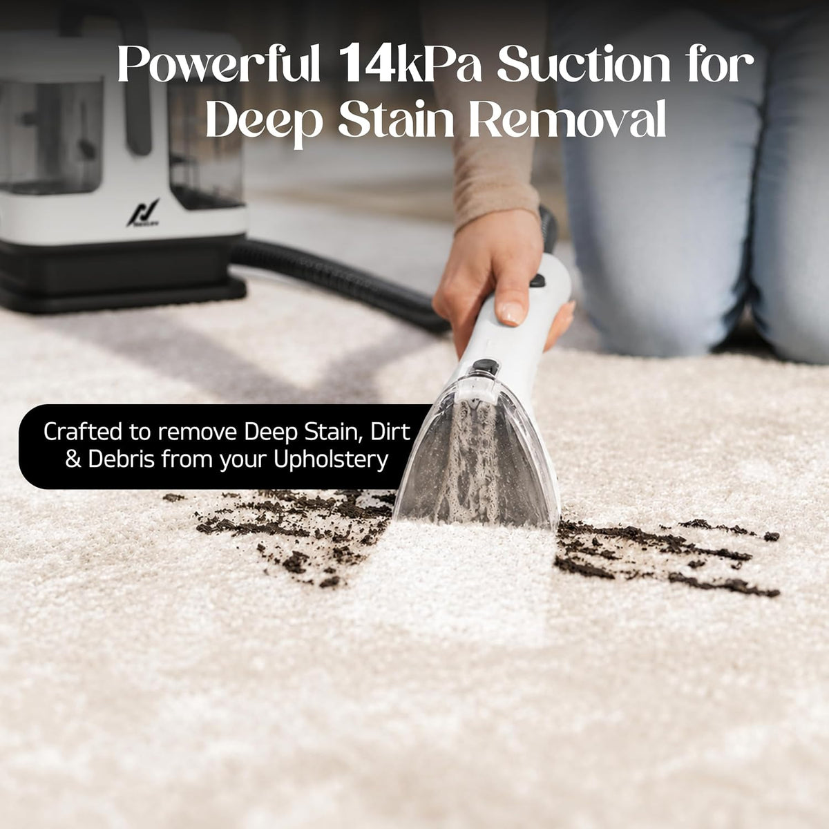 Nexlev SP-02 SpoTech Portable Spot Cleaner | 14kPa Suction, 450W | Spray & Suction Stain Remover with Self-Cleaning | 5 Attachments | For Carpet, Sofa & Car Seats