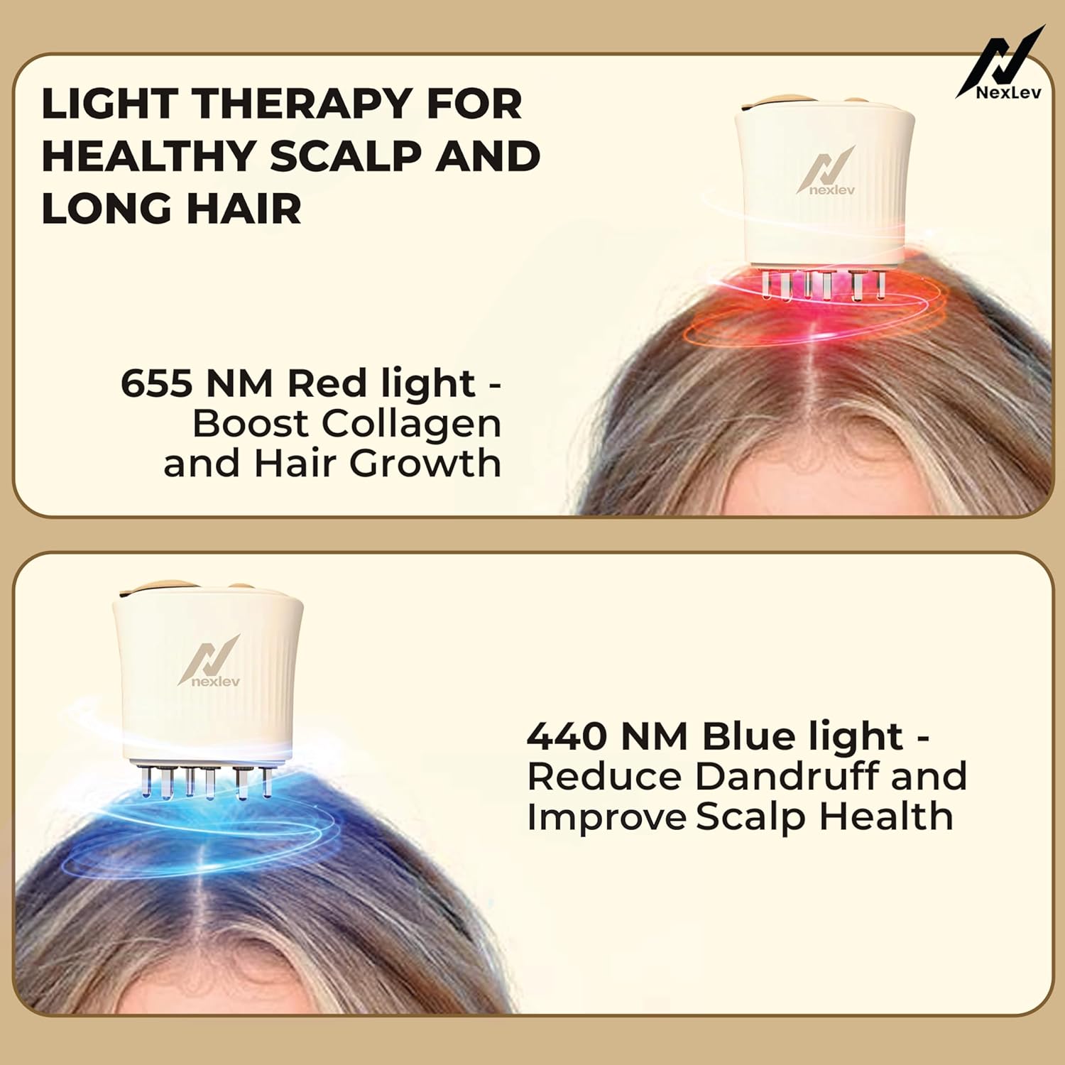 NexLev Nourish Hair Oil Applicator| Red & Blue Light Therapy EA-01 Pro