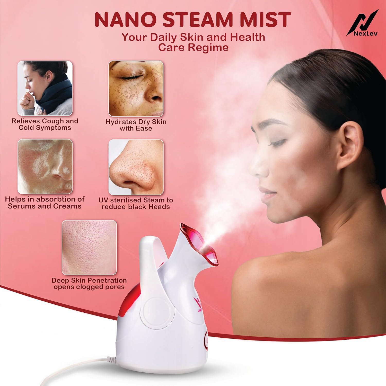 Nexlev Facial Steamer | Nano Ionic Steam Technology | FS-01