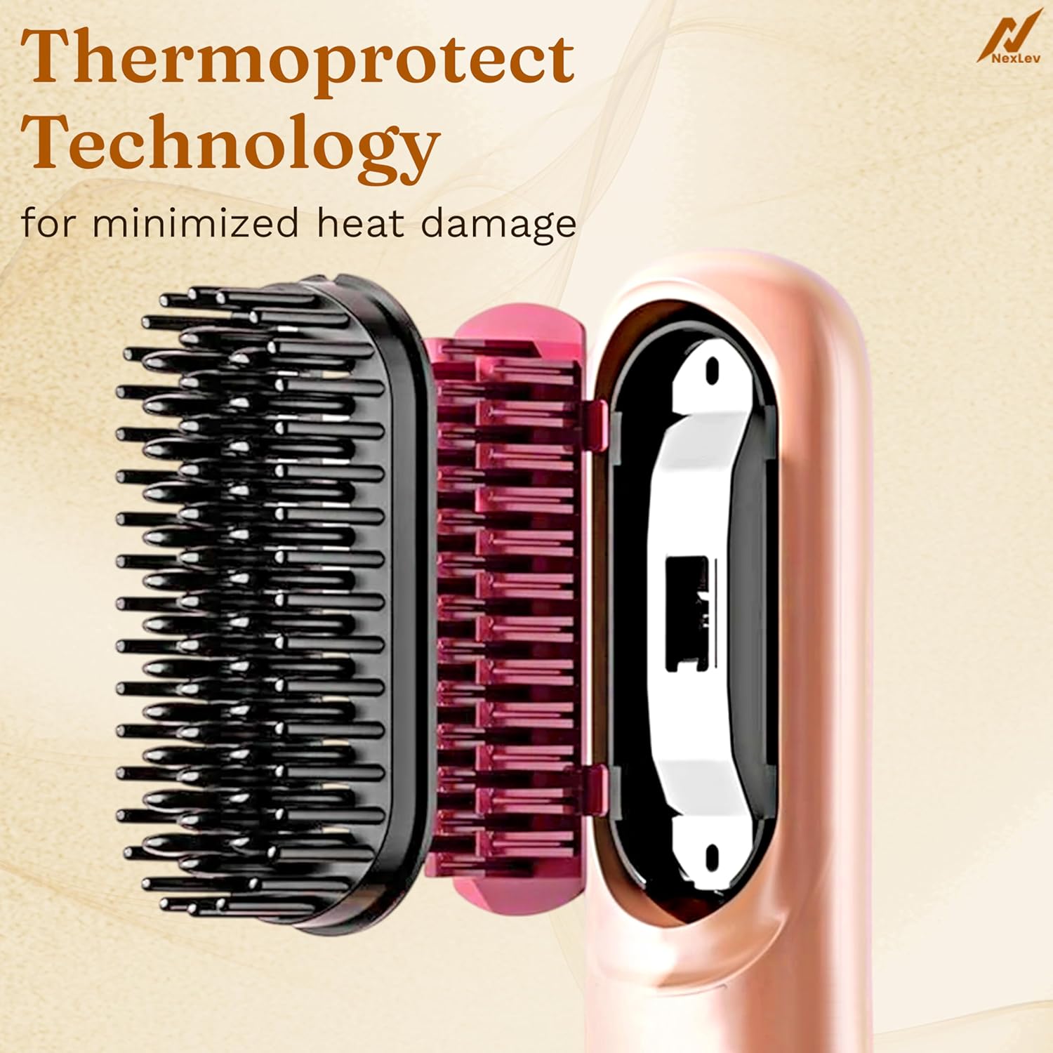 Nexlev Cordless Hair Straightener Brush | HSB-04