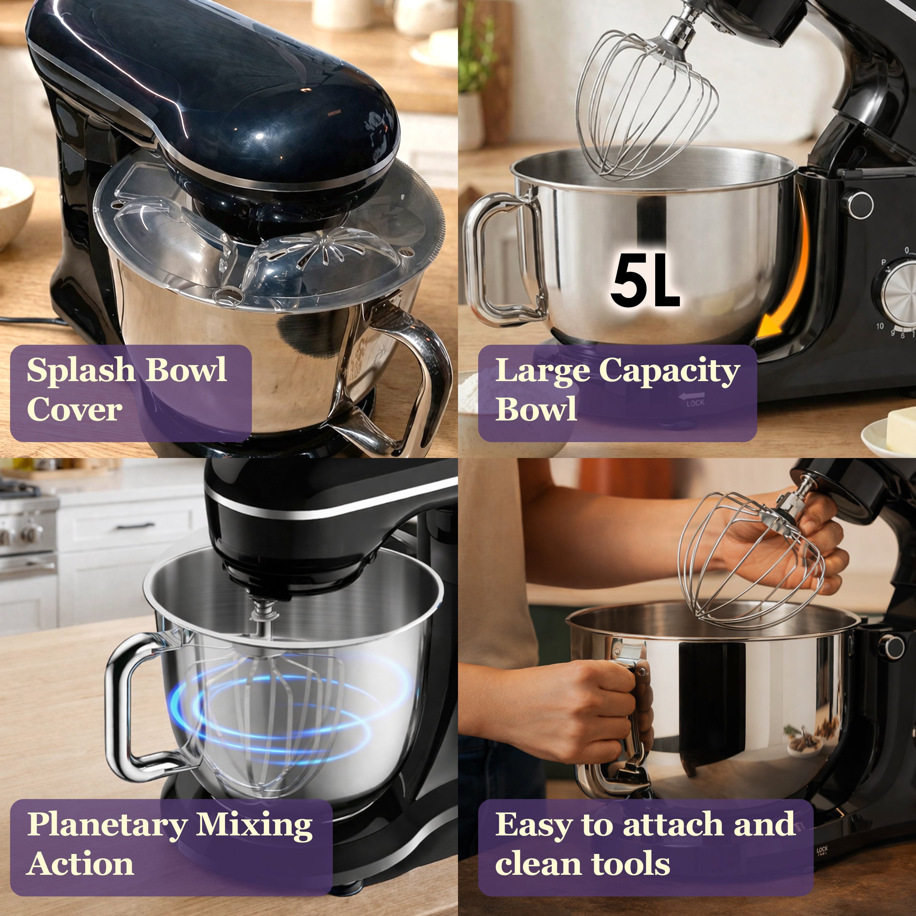 NexLev Stand Mixer |5 L Stainless Steel Bowl | 1500W | Stand Mixer For Baking with 10 Speeds | Whisk, Beater & Dough Hook |100% Copper Motor |For Roti & Cookie Dough, Cake Making & more | ST-01