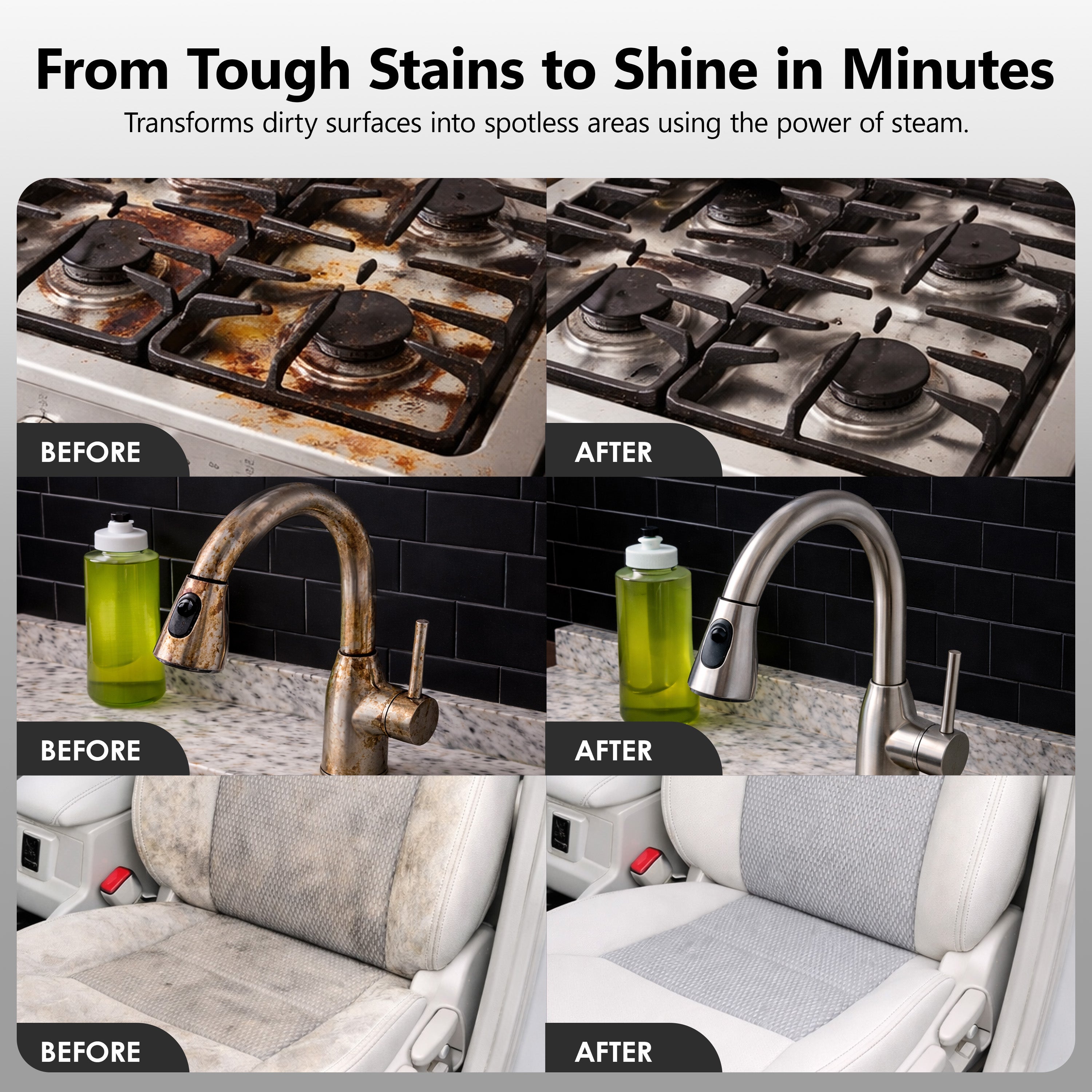 NexLev Steam Cleaner | Complete Home Kitchen Floor Bathroom Car & Office | Steam Cleaner for Home With 9 Accessories | 450 ML | Window Pane Sink Grime Chimney Grease Water Stain Cleaner | 1050W | SC-05