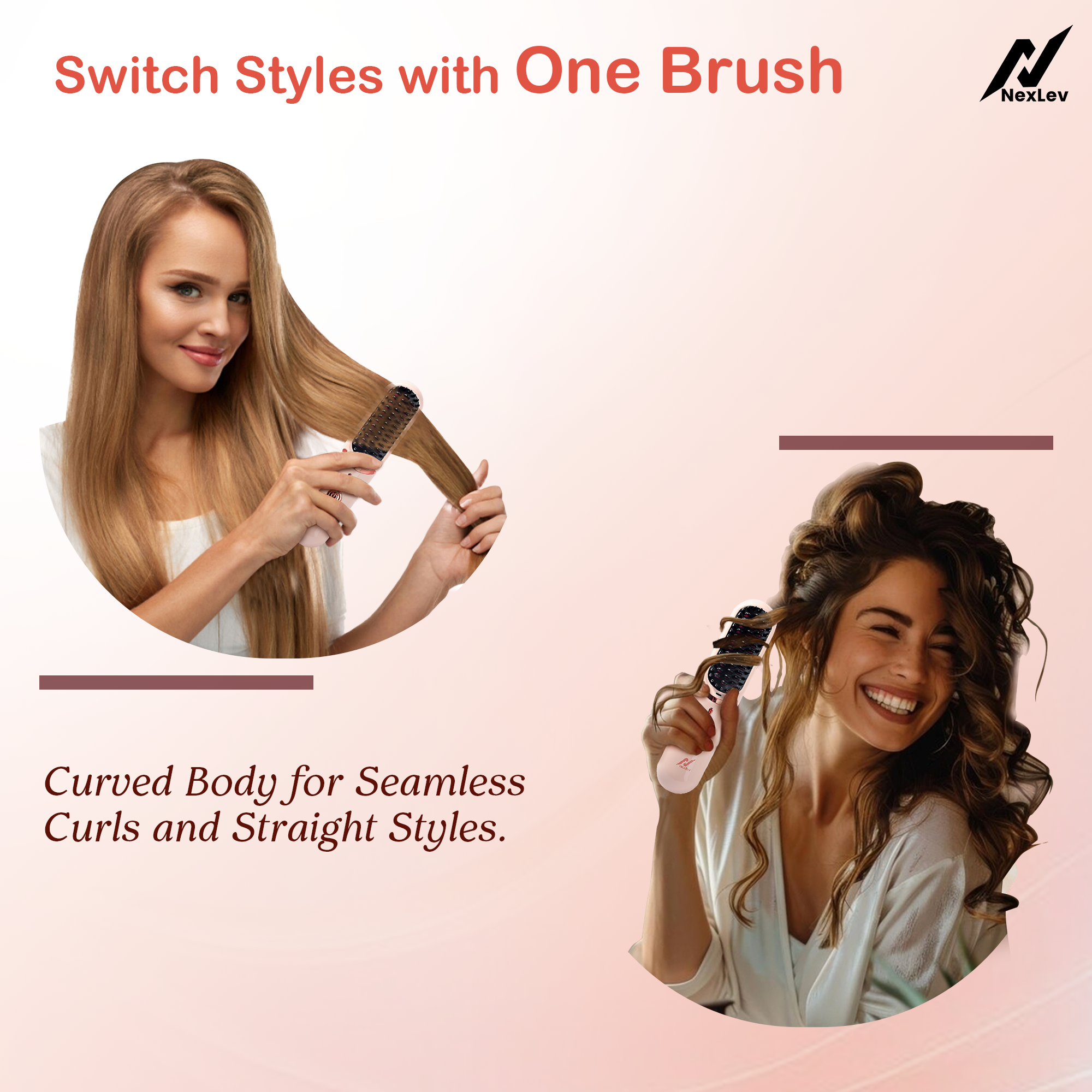 Nexlev Cordless Hair Straightener Brush | HSB-04
