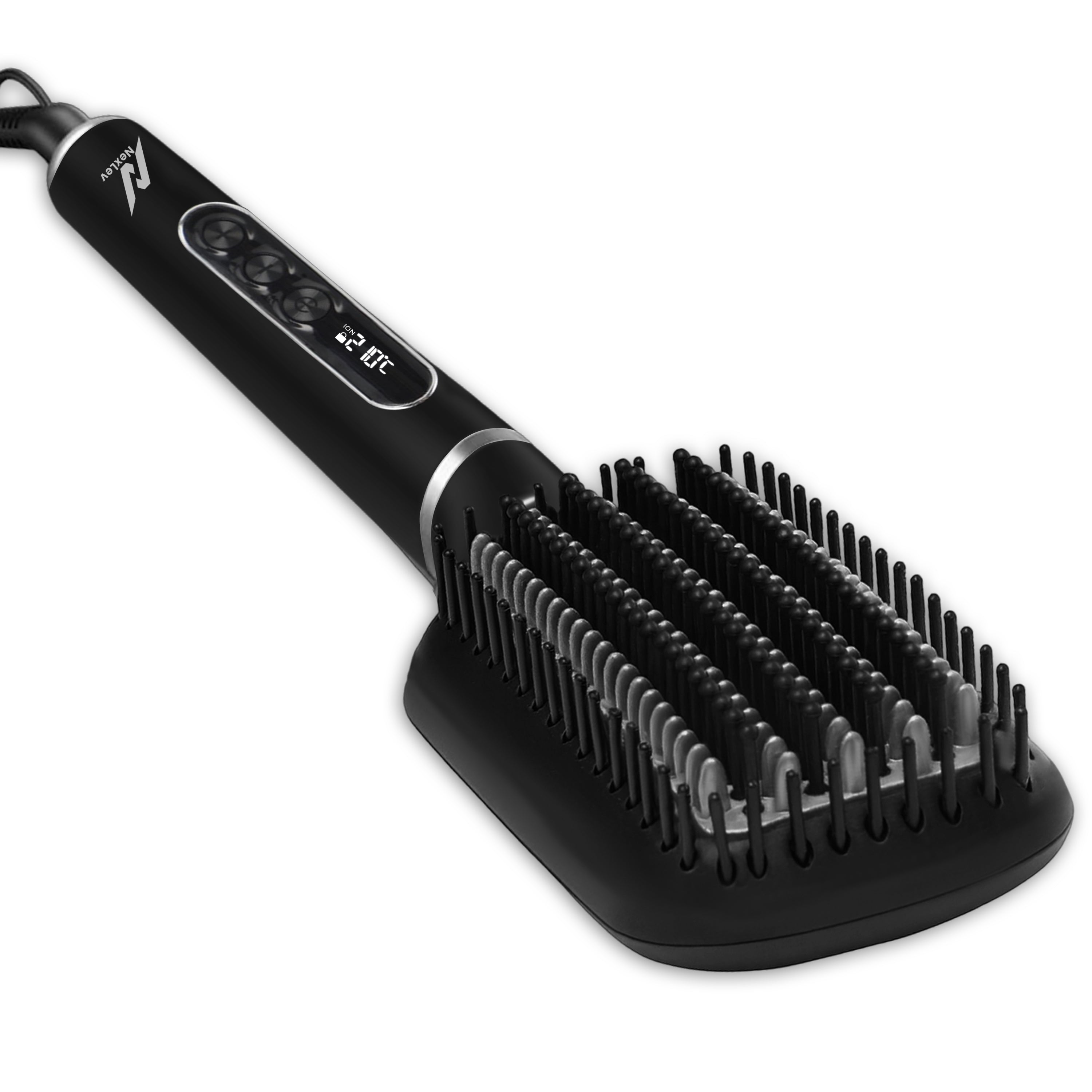 NexLev Hair Straightener Brush | Ceramic Coated Wide Plate| Anti-Frizz Professional Styling with iON Technology HSB-03