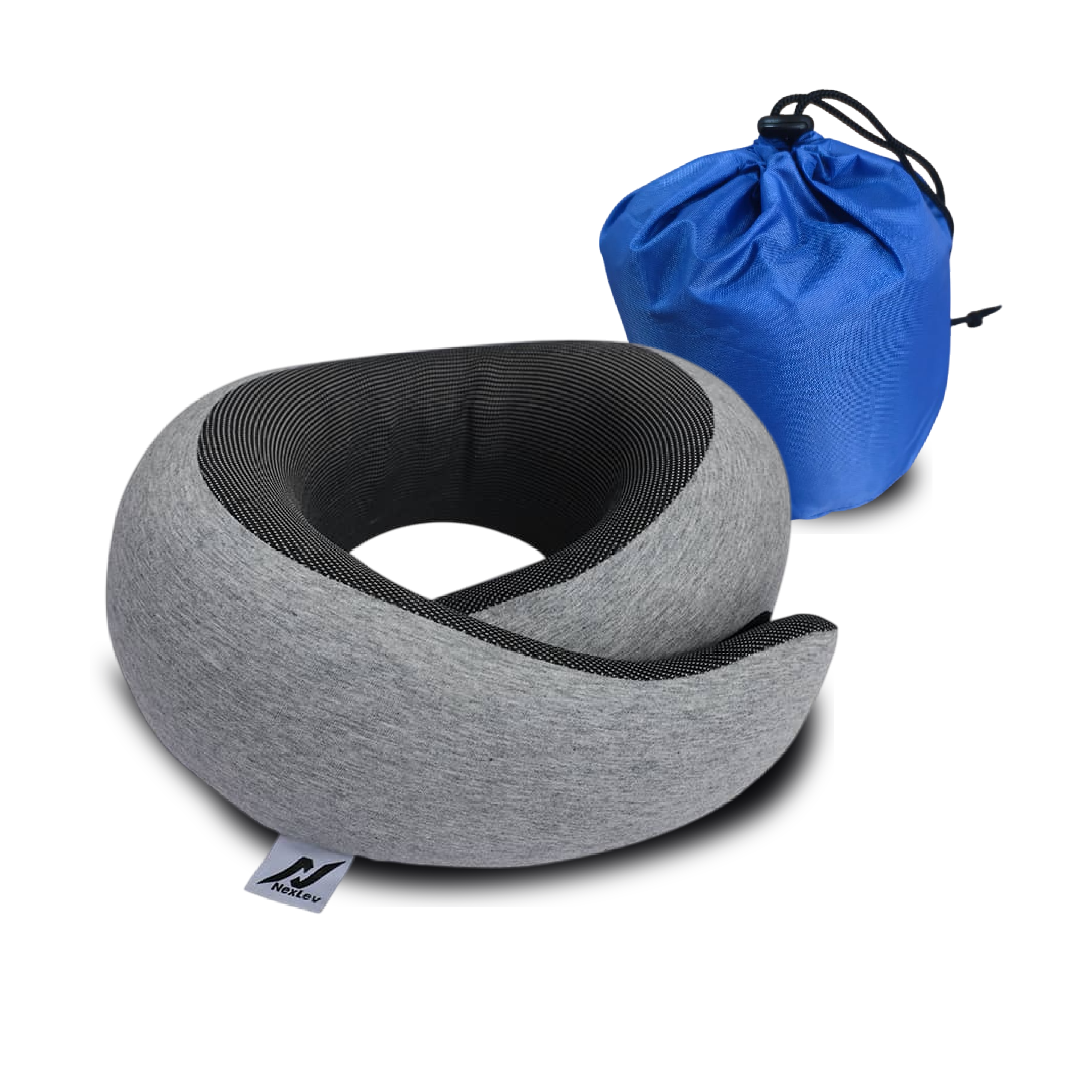 nexlev Travel Pillow Donut Style| 100% Pure Memory Foam| Comfortable & Breathable Cover| Machine Washable| Carry Pouch for Storage| NP-07 (CN)