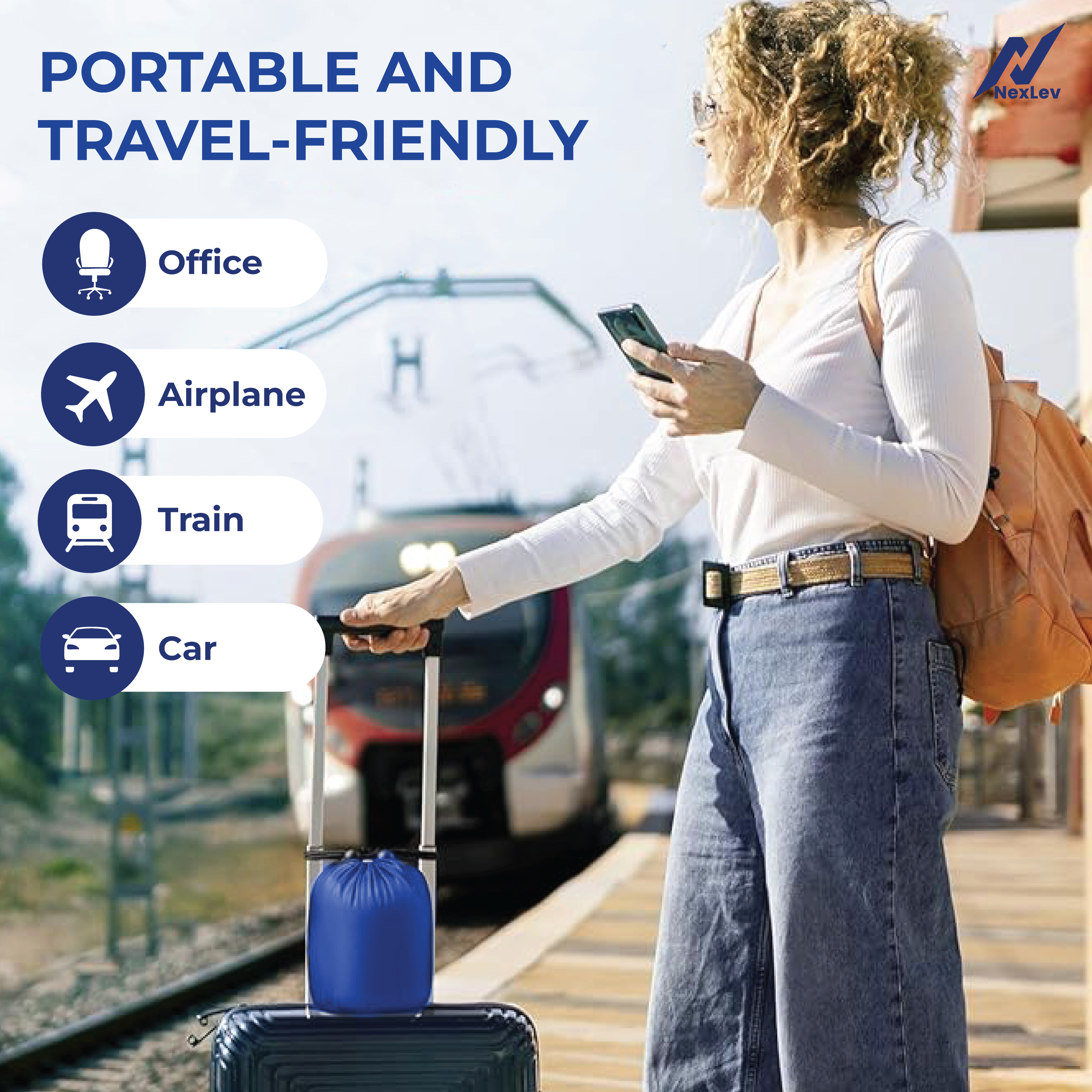 Nexlev Travel Pillow| 100% Pure Memory Foam| Comfortable & Breathable Cover| Machine Washable| Carry Pouch for Storage| NP-02 (CN)