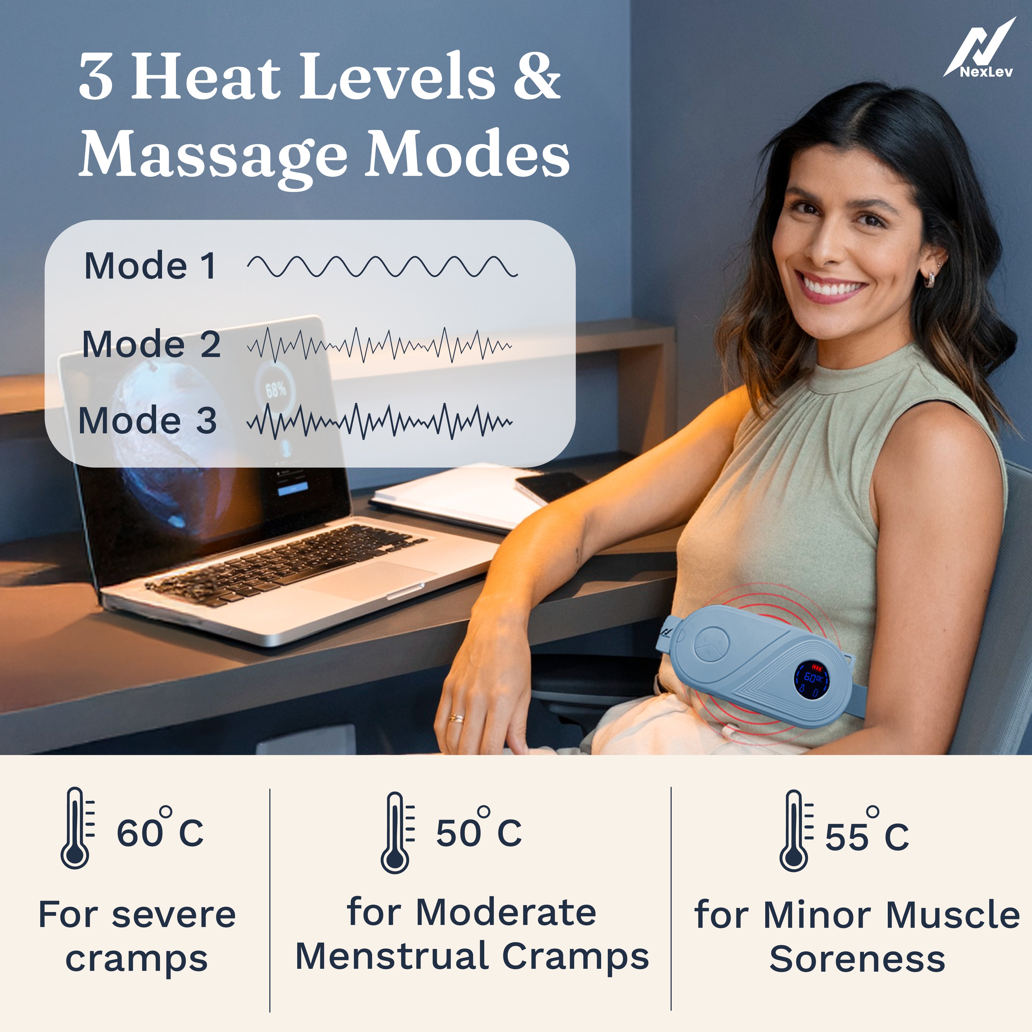 NexLev Cordless Electric Heating Pad| CM-01