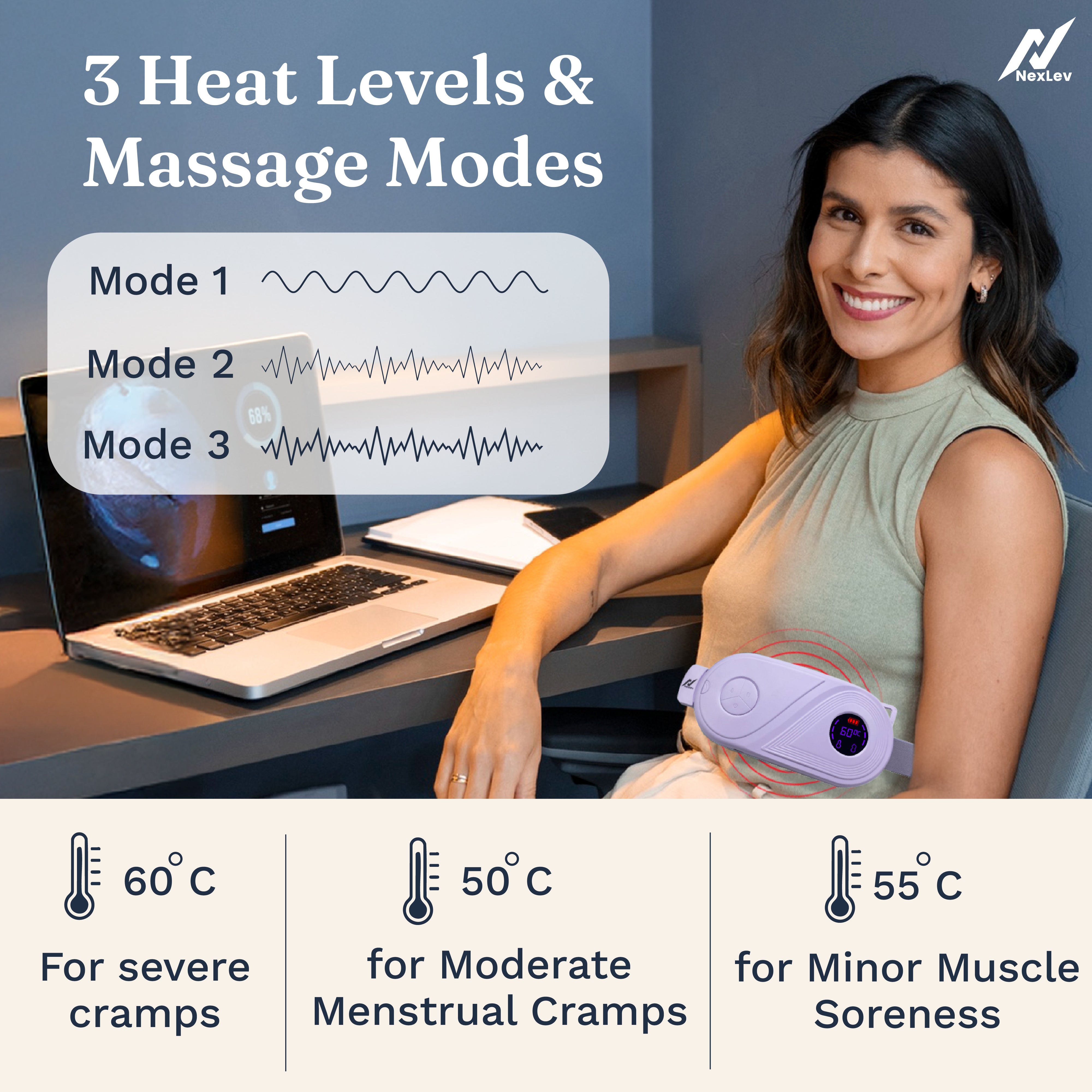 NexLev Cordless Electric Heating Pad | CM-02