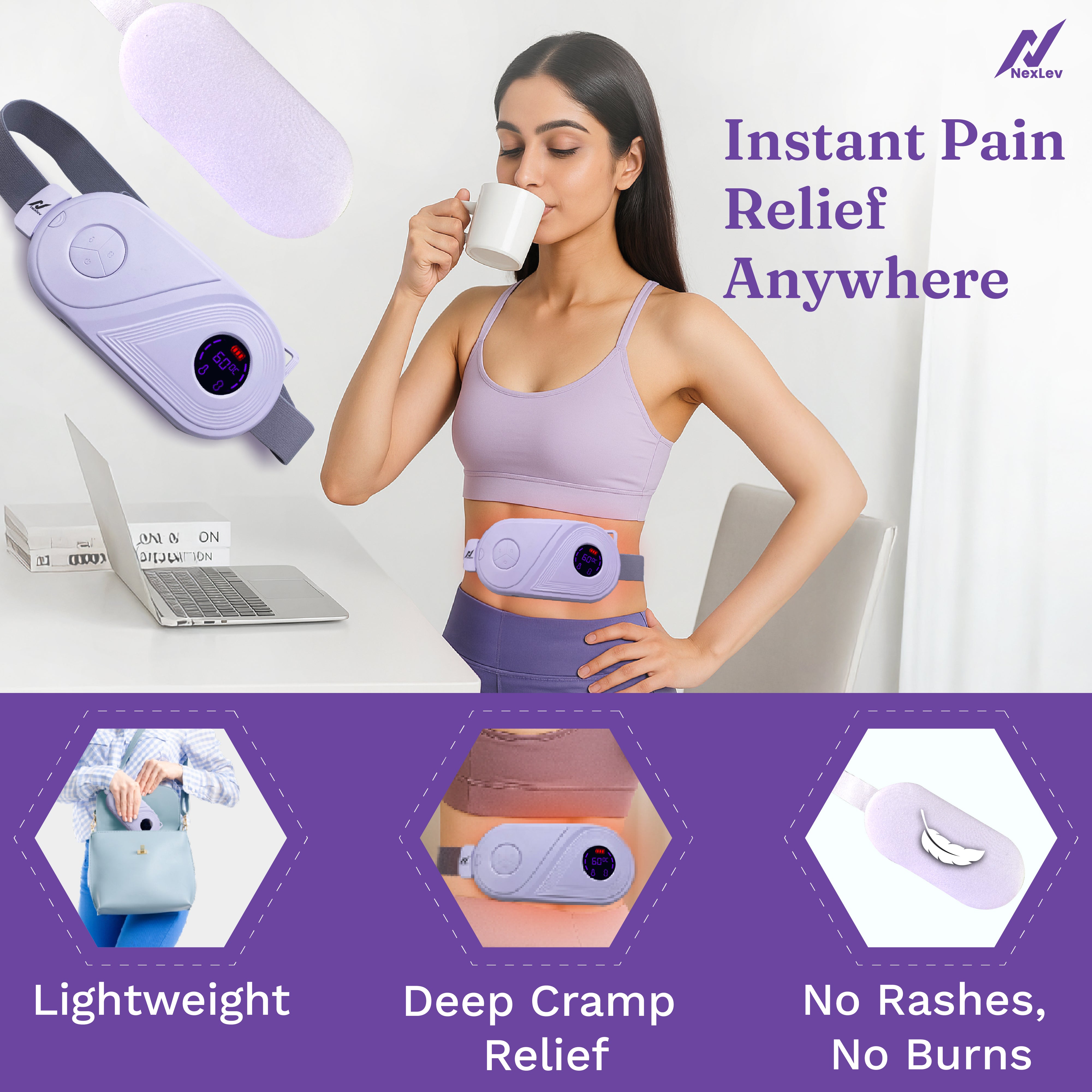 NexLev Cordless Electric Heating Pad | CM-02