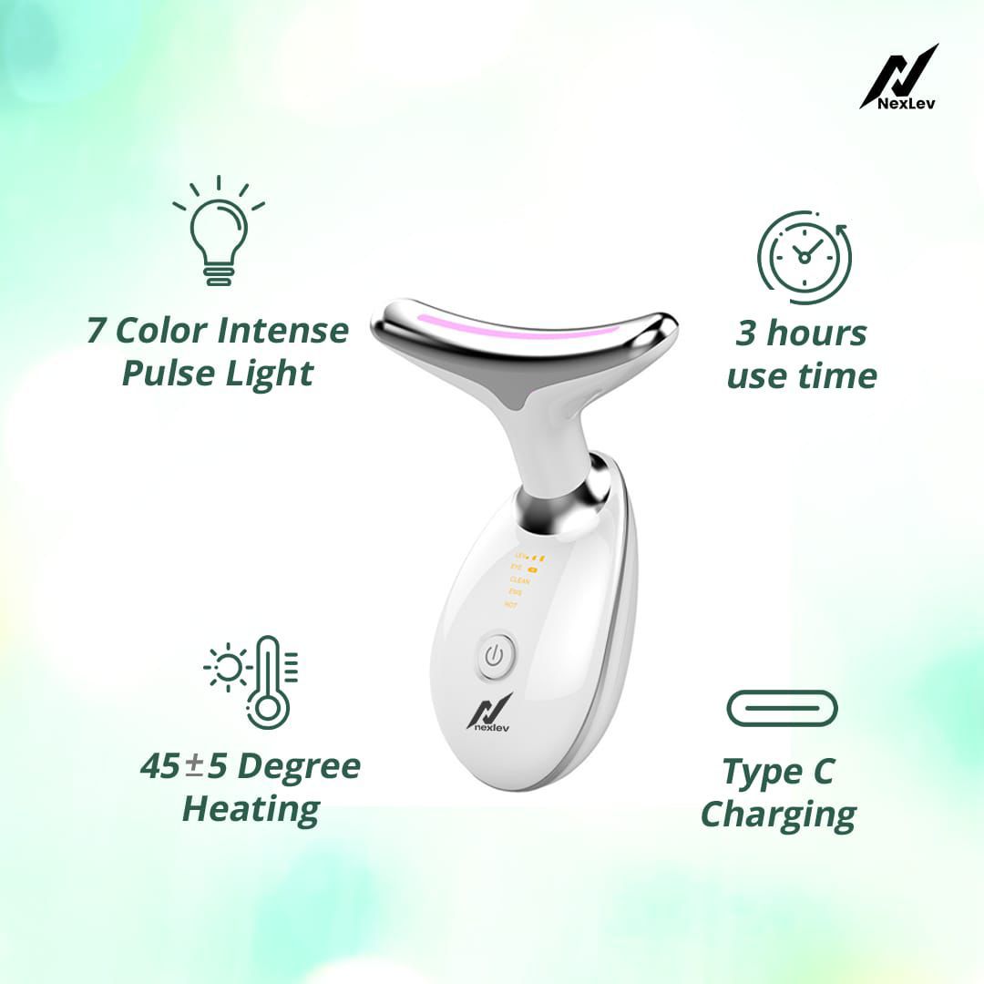 Nexlev Skin Lift Device (LE-04) | 7 Color LED | Face & Neck Skin Lifting| 3 Massage Modes