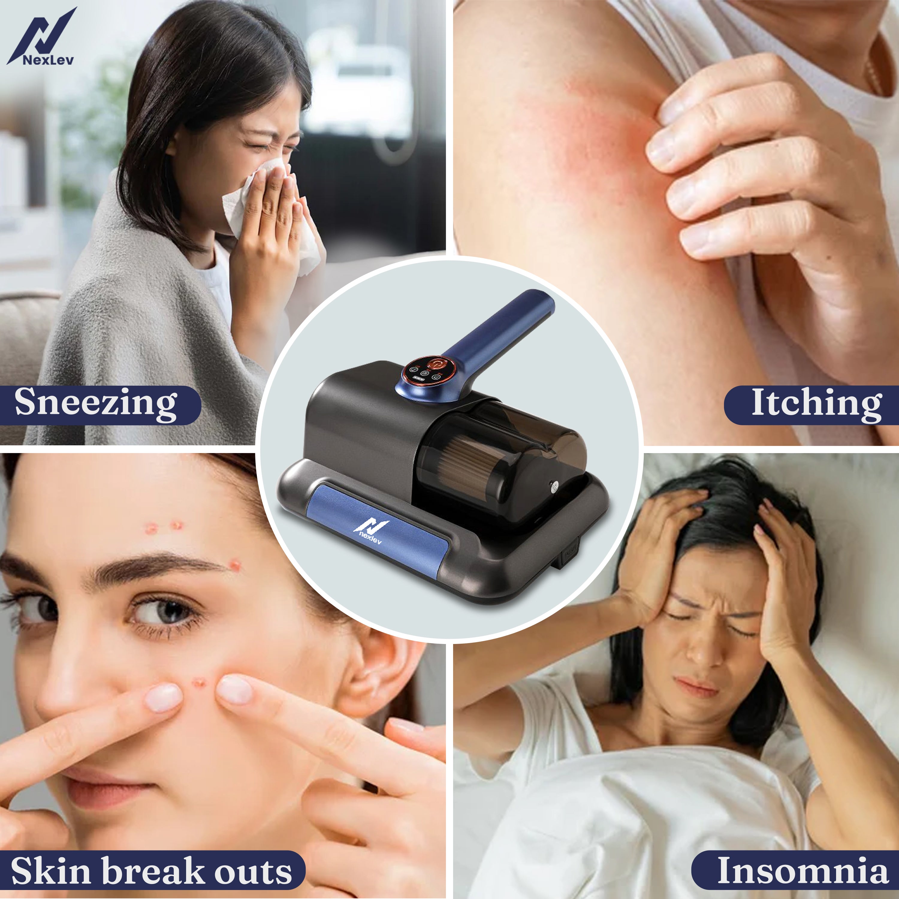 Nexlev Cordless Mite Remover | Bed, Sofa & Car Seat Dust & Mite Cleaning MR-02
