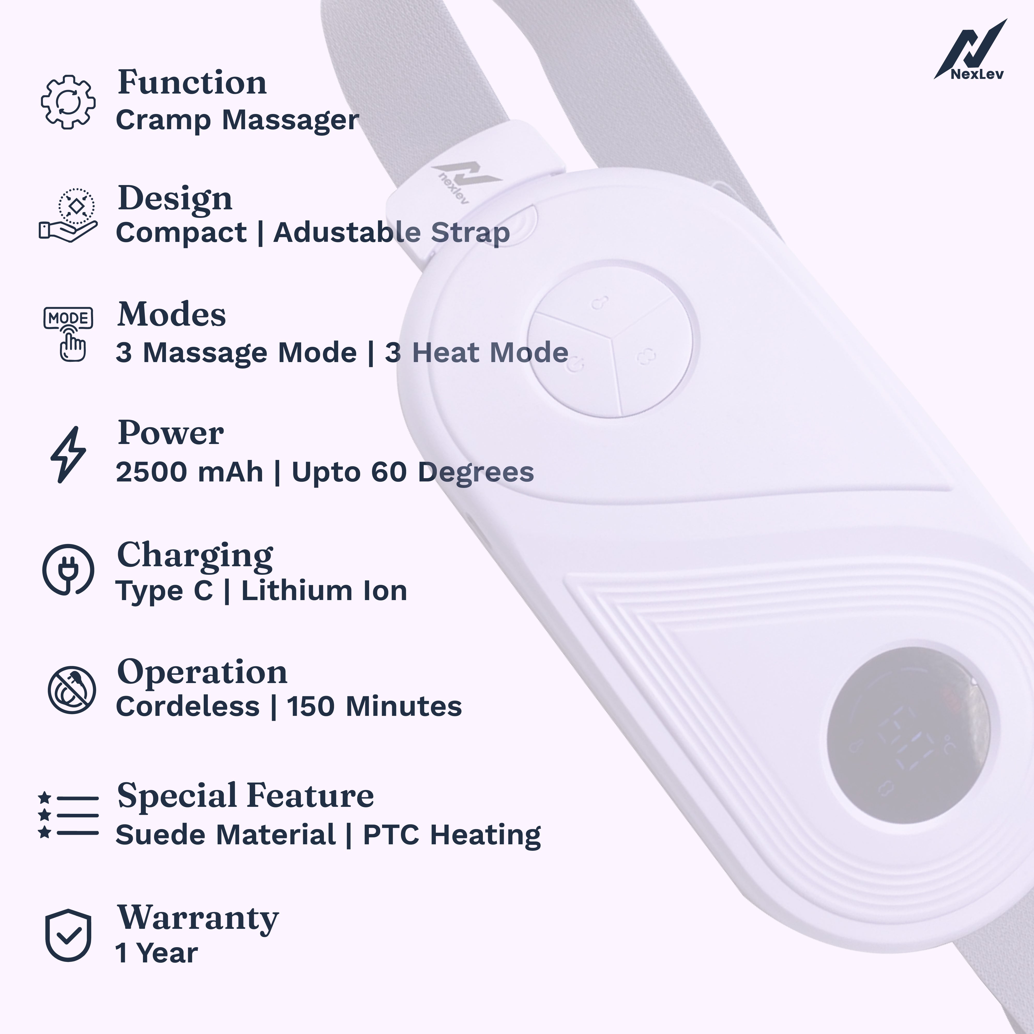 NexLev Cordless Electric Heating Pad | CM-02