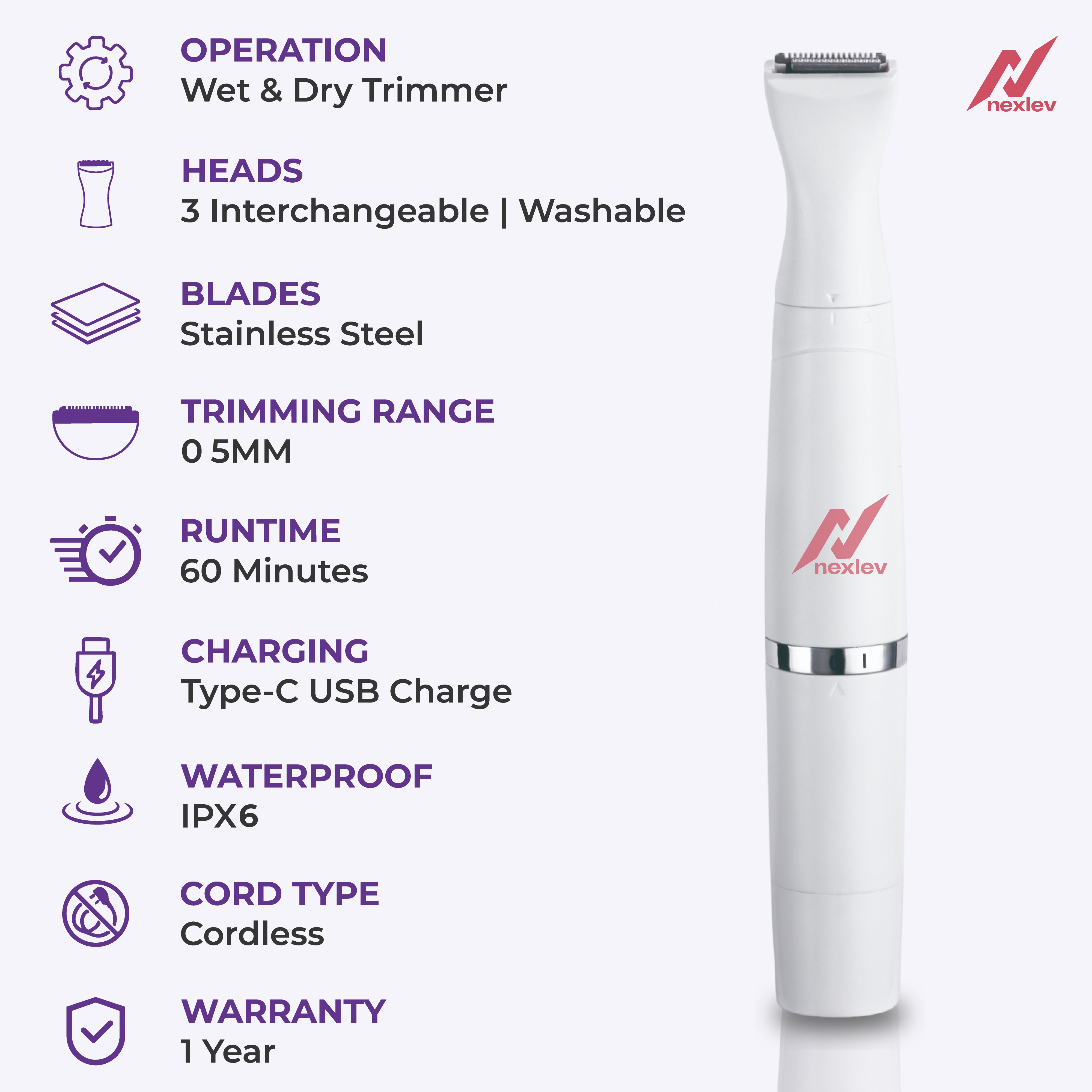 Velvet Vibe Multi-Trimmer for Body, Bikini, Face, Eyebrows, Upperlips | T-01