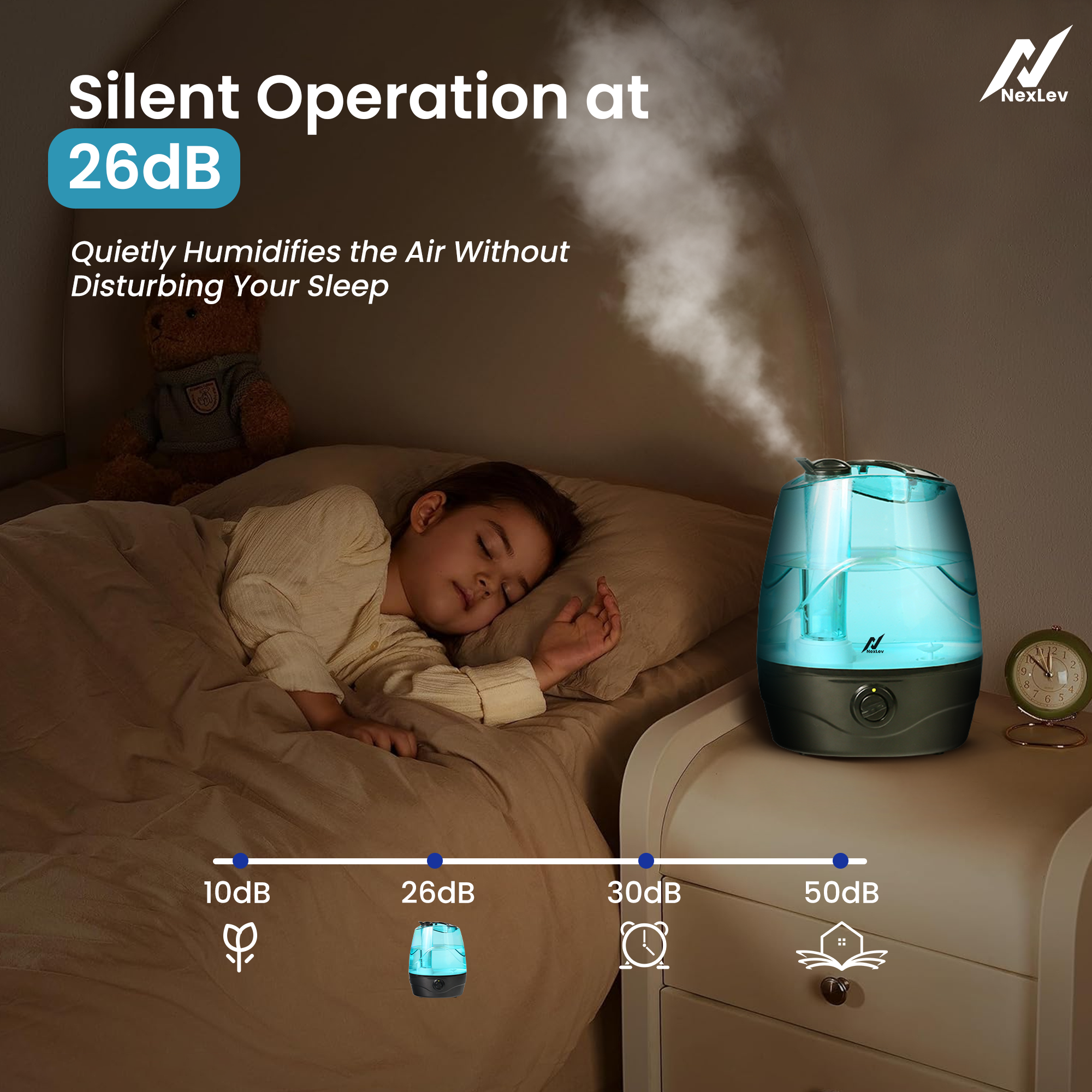 NexLev Cool Mist Humidifier | 3.5L| For Office, Indoor Plants, Baby Nursery | HU-01