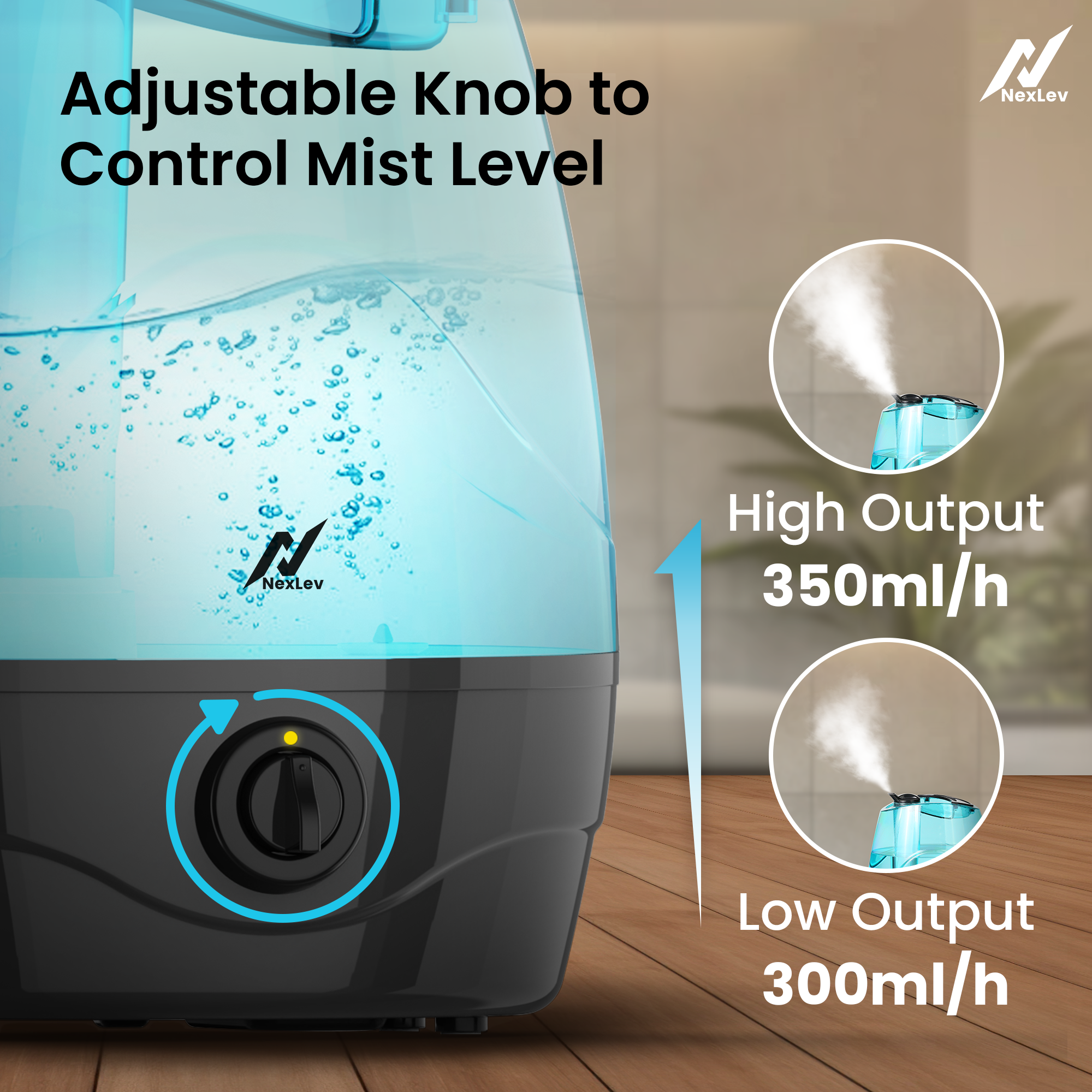 NexLev Cool Mist Humidifier | 3.5L| For Office, Indoor Plants, Baby Nursery | HU-01