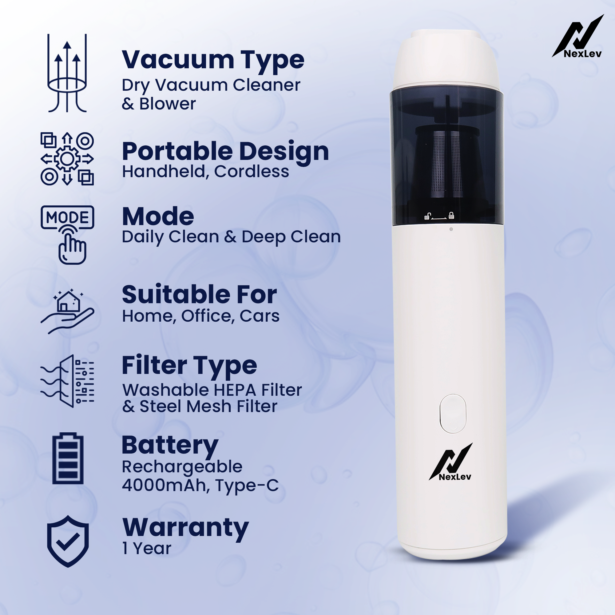 Nexlev Cordless 2-in-1 Vacuum Cleaner & Blower | VC-04