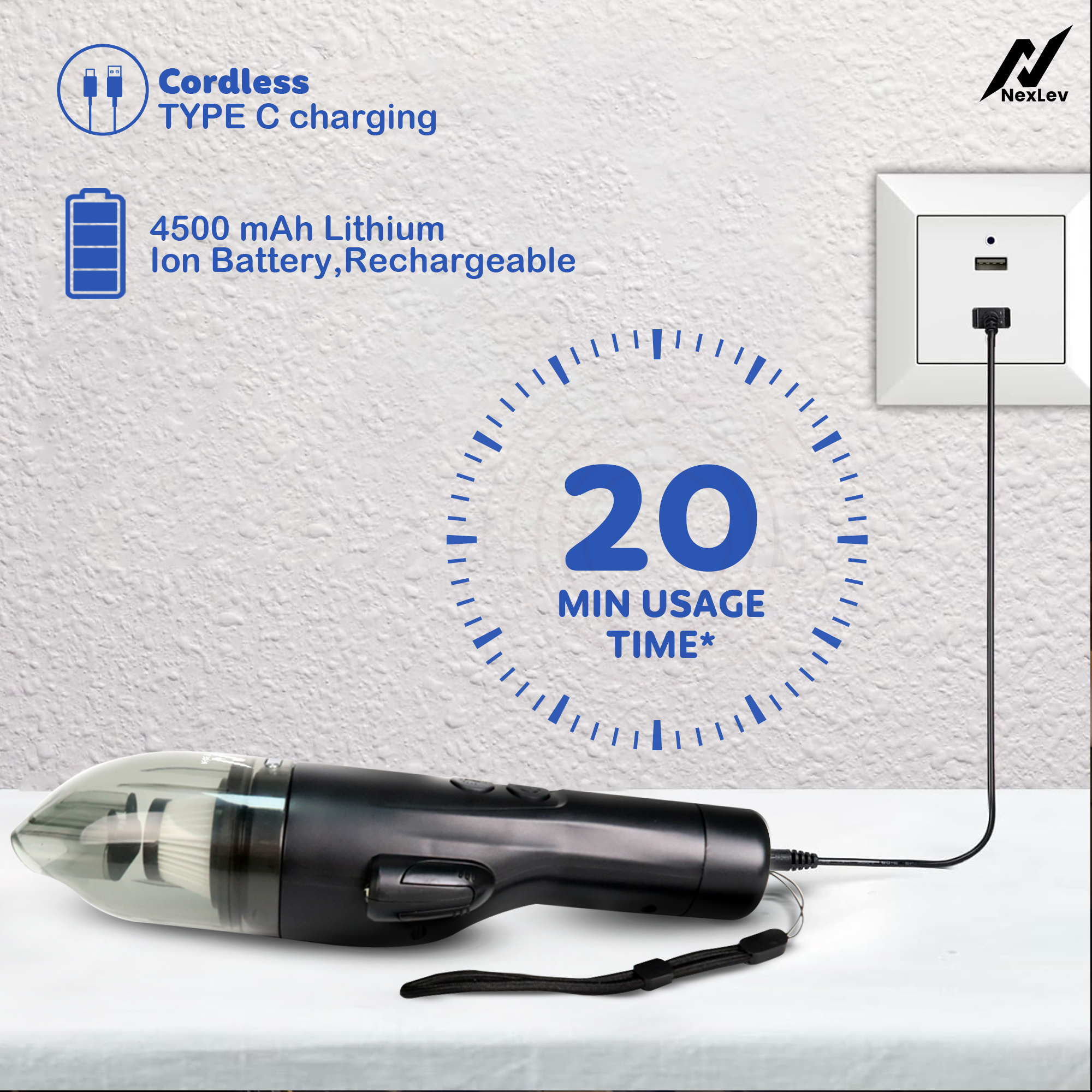 Nexlev Cordless Electric Car Vacuum Cleaner VacuSafe VC-03