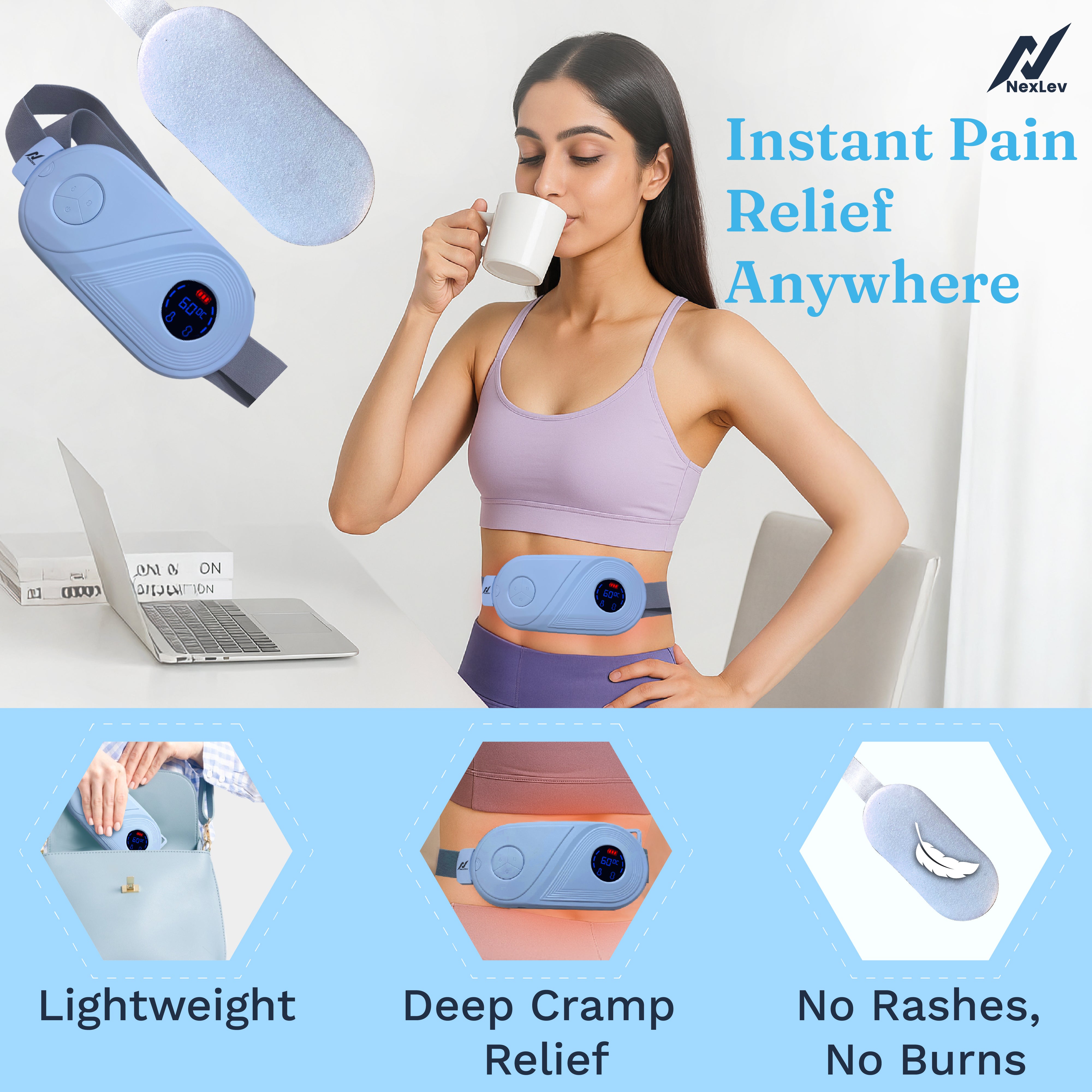 NexLev Cordless Electric Heating Pad| CM-01