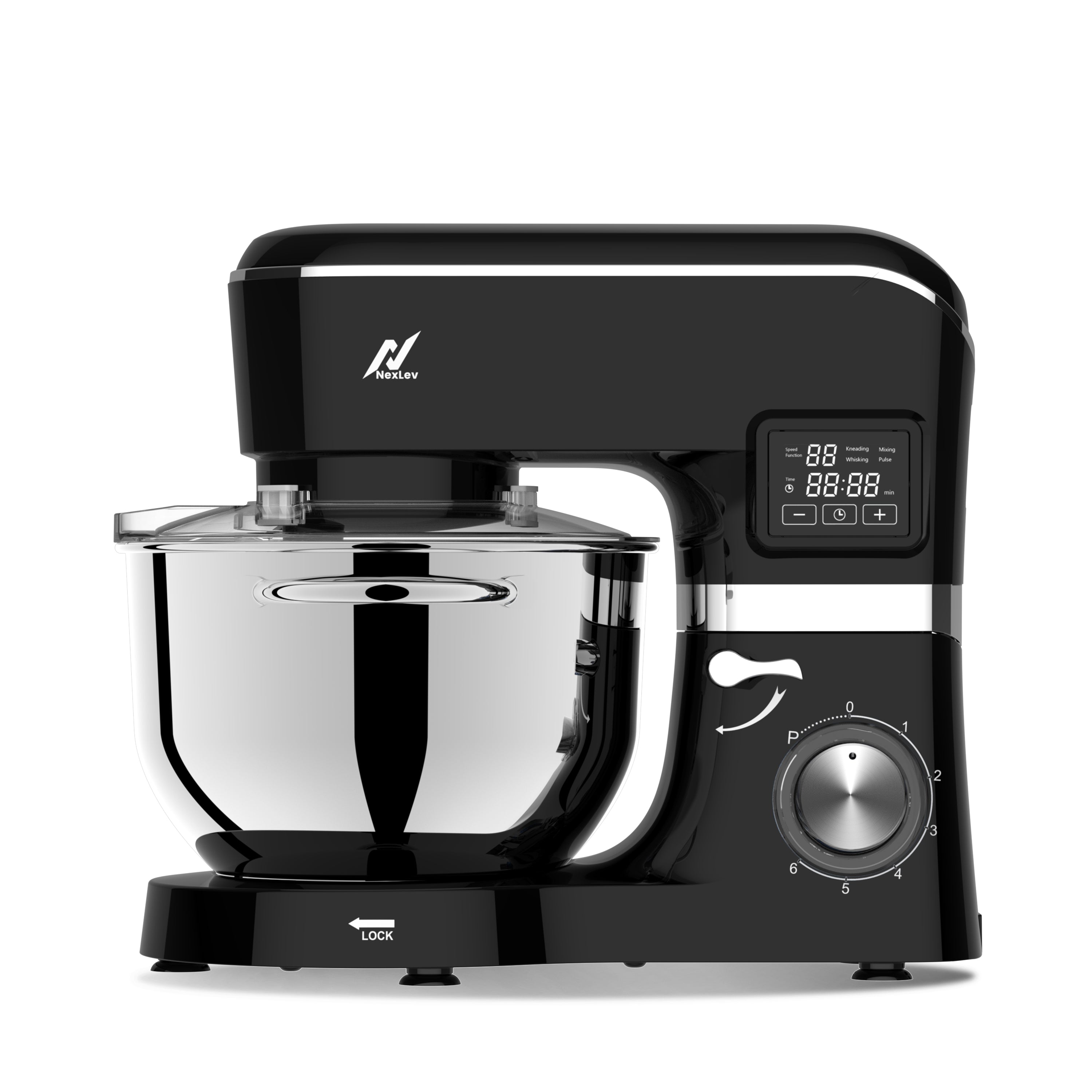 NexLev Stand Mixer with Digital Timer | 2000W Copper Motor | 6L Stainless Steel Bowl |ST-02