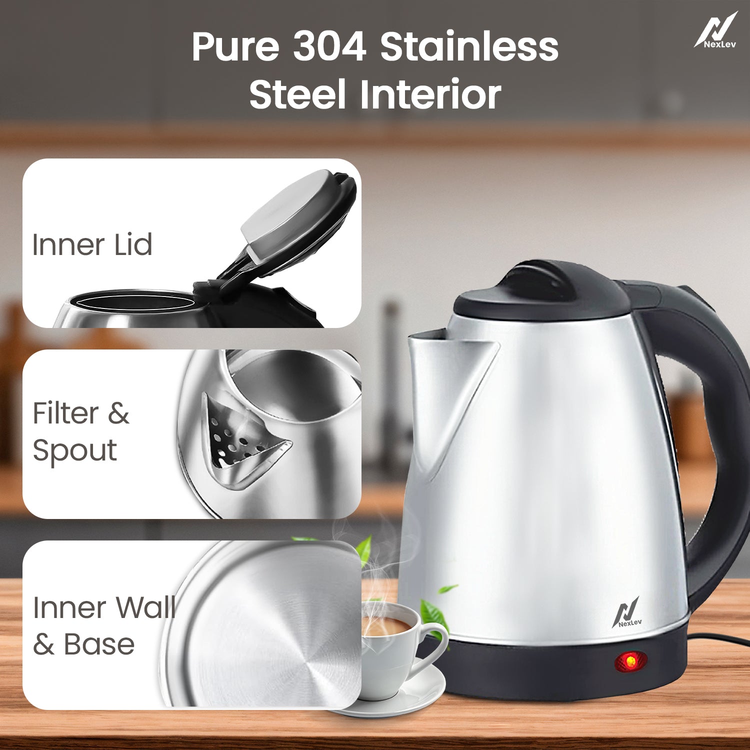 NexLev Water Kettle Grand SS 1.8L Electric Kettle KE-03