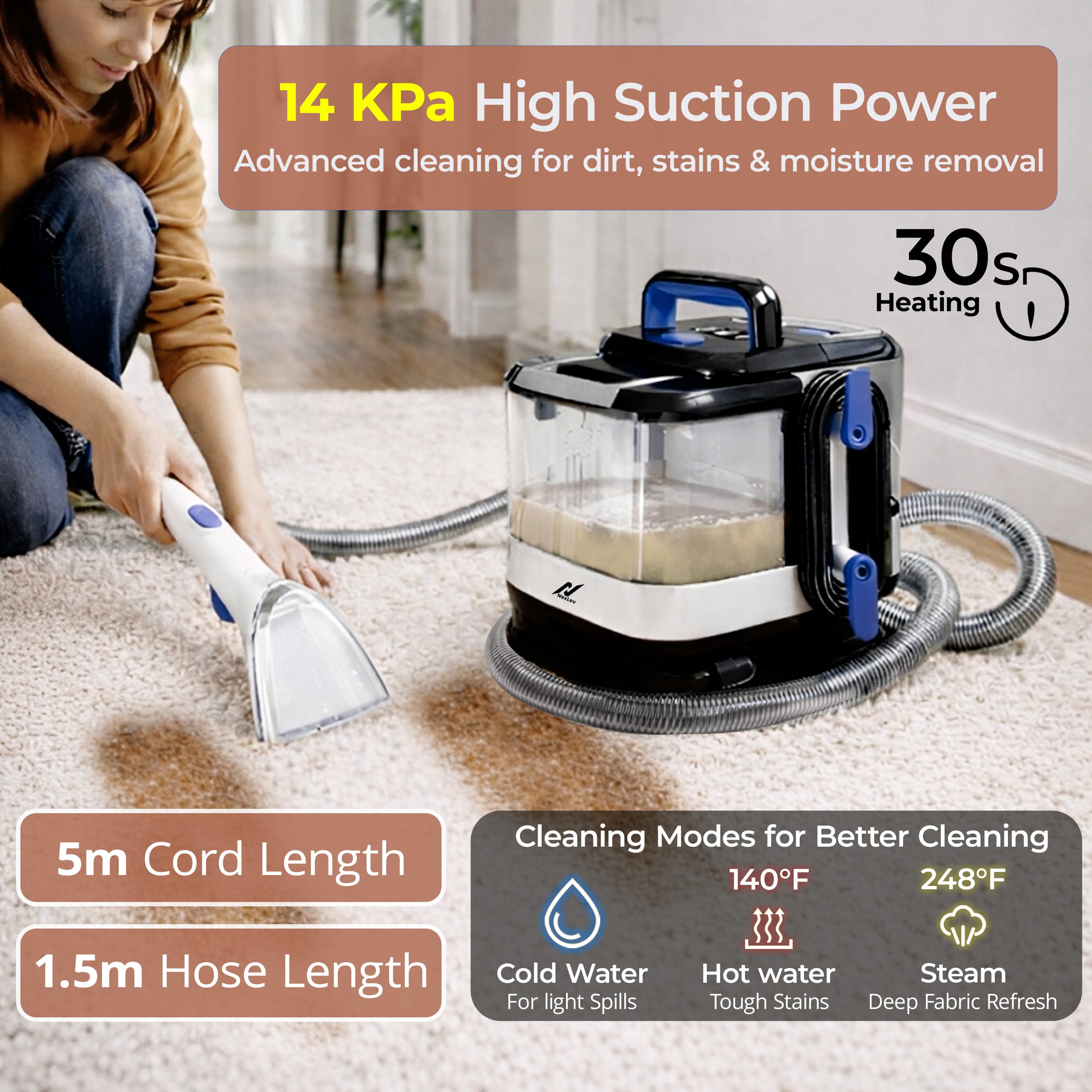 NexLev Spot Cleaner | Hot Water + Steam Modes SP-01