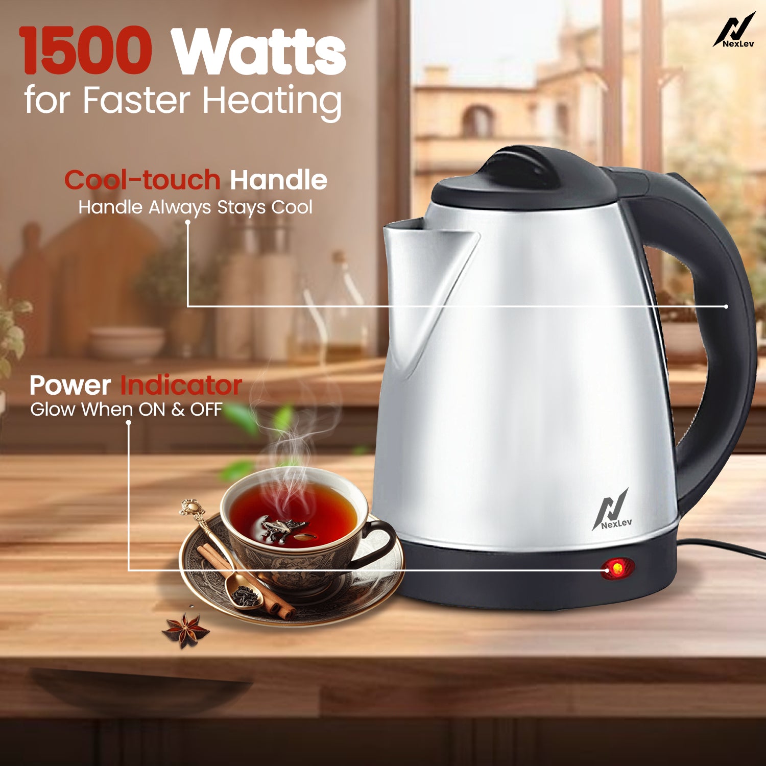 NexLev Water Kettle Grand SS 1.8L Electric Kettle KE-03 (CN)
