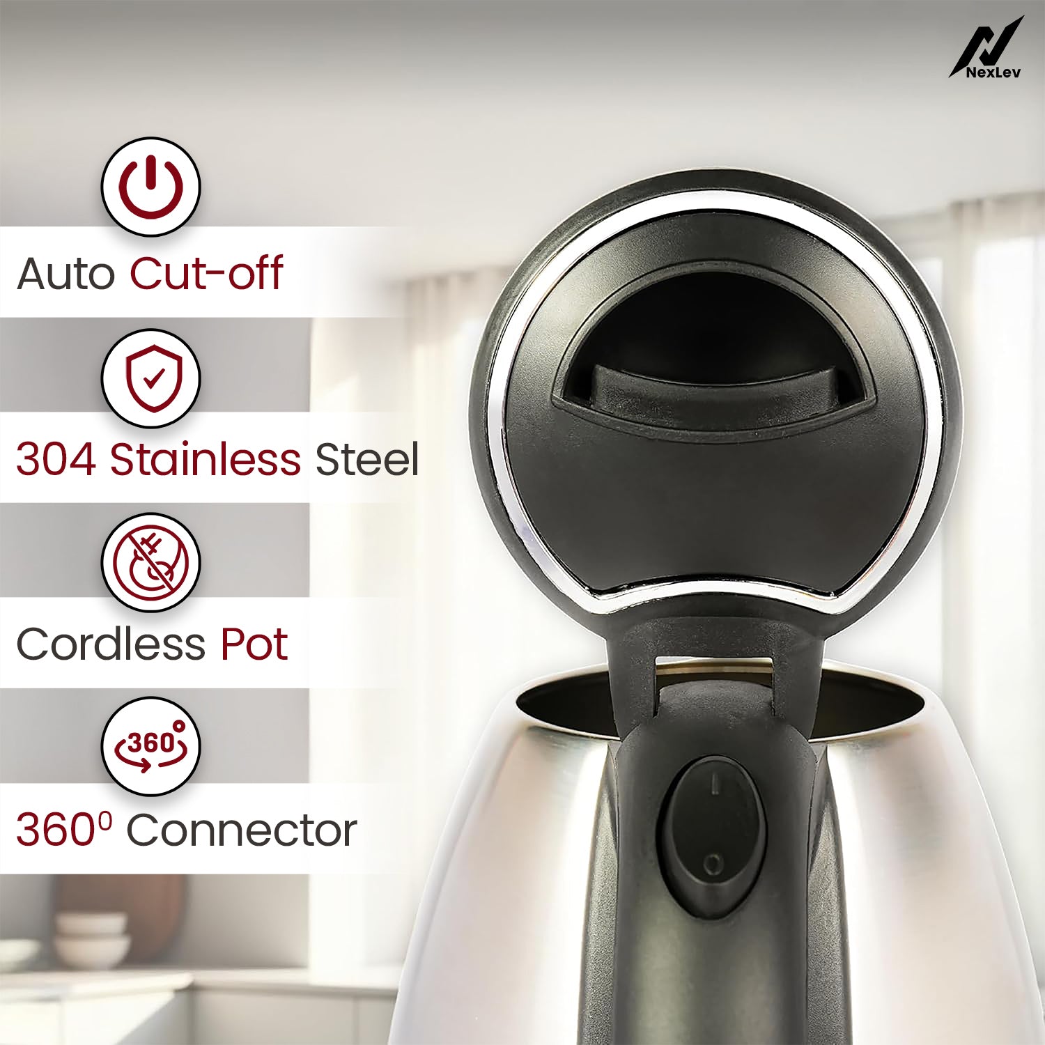 NexLev Water Kettle Grand SS 1.8L Electric Kettle KE-03 (CN)