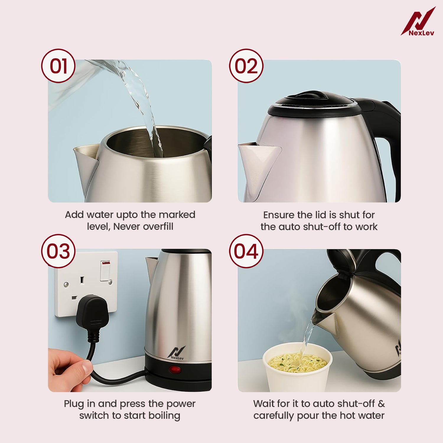 NexLev Water Kettle Grand SS 1.8L Electric Kettle KE-03 (CN)