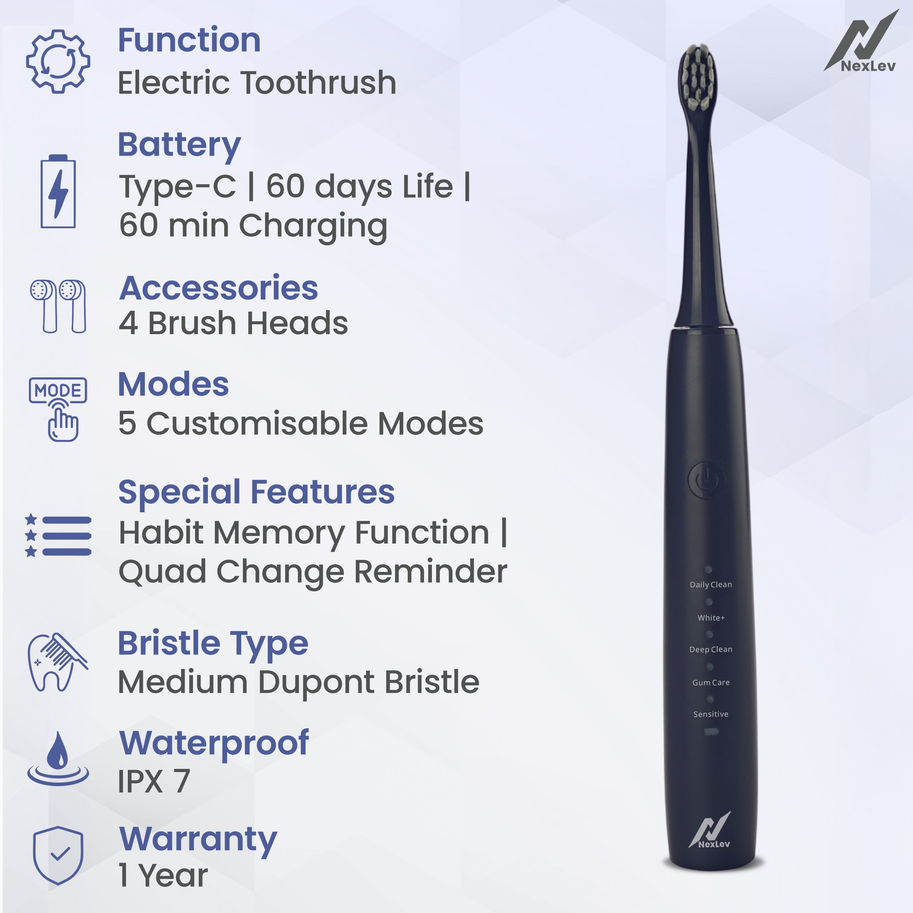 Nexlev Sonic Electric Toothbrush Sparkle Pro ETC-08 (CN)