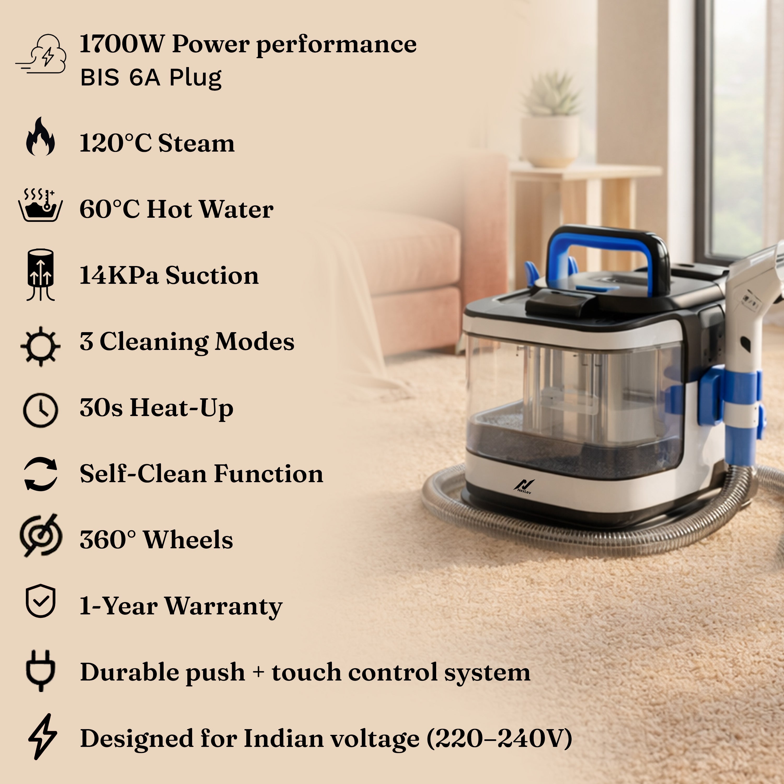 NexLev Spot Cleaner | Hot Water + Steam Modes SP-01