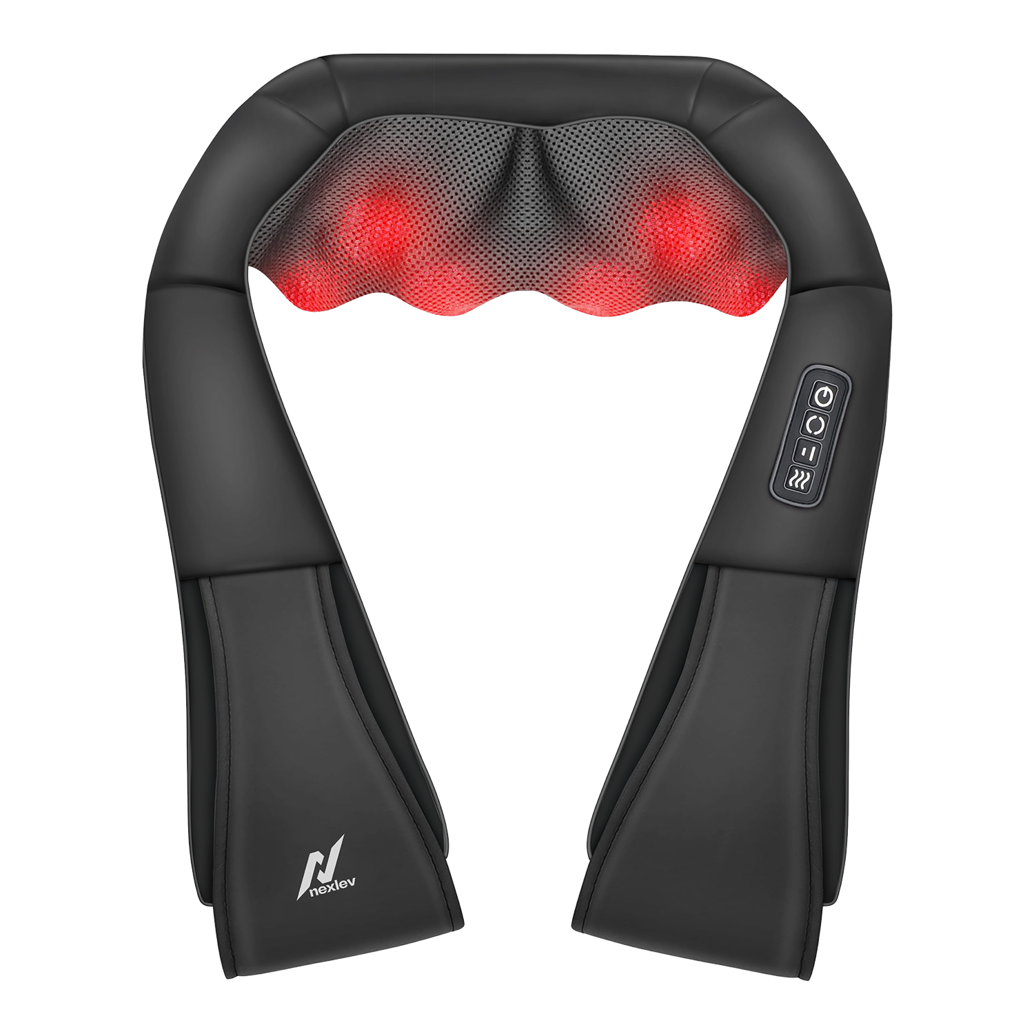 NexLev Neck & Back Massager | Cervical Pain Relief | Electric Deep Tissue Shiatsu with Red Light Therapy | BM-02