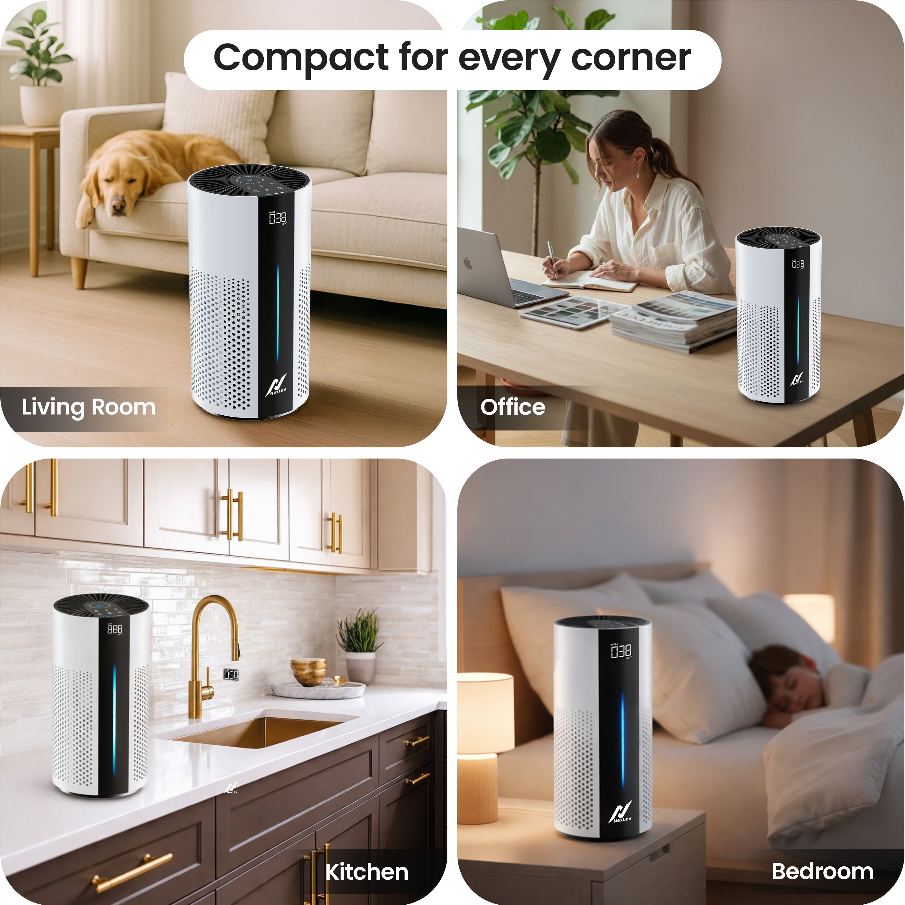 Nexlev Smart Air Purifier with H13 HEPA Filter | Up to 300 Sq Ft | PM2.5 & AQI Display |AP-04