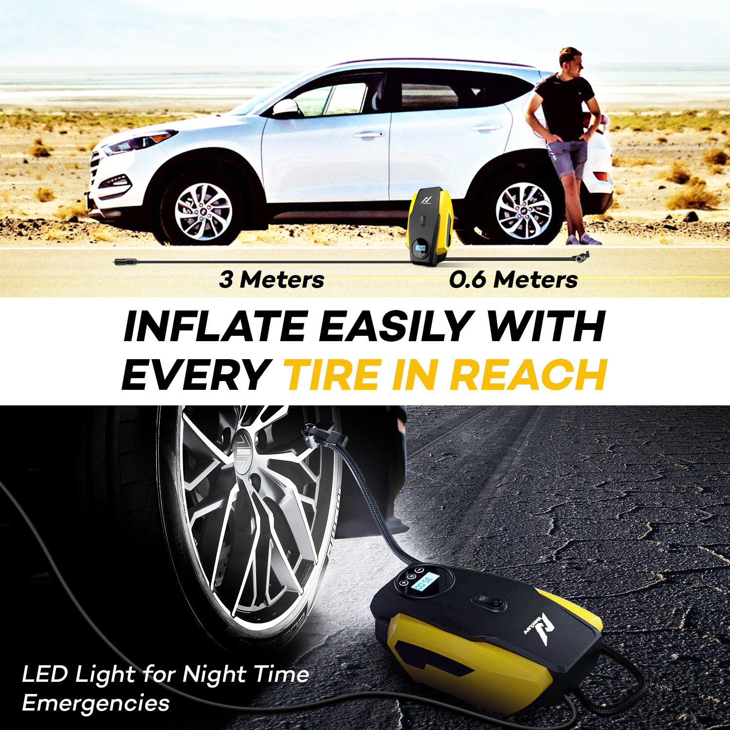NexLev Portable Tyre Inflator for Car, Bike, Cycle | TI-02