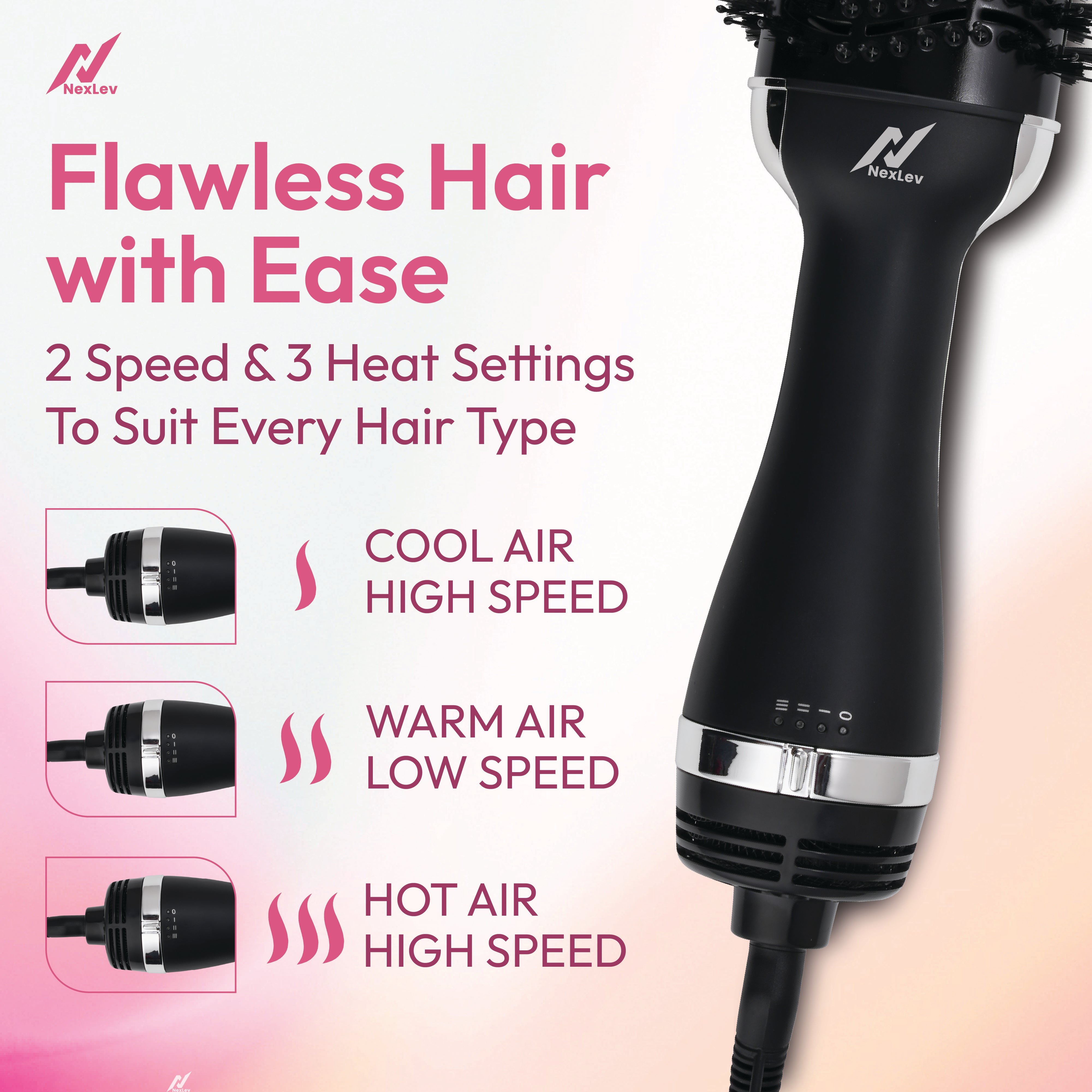 Nexlev IONIC Volumizer Hair Brush | (V-01)