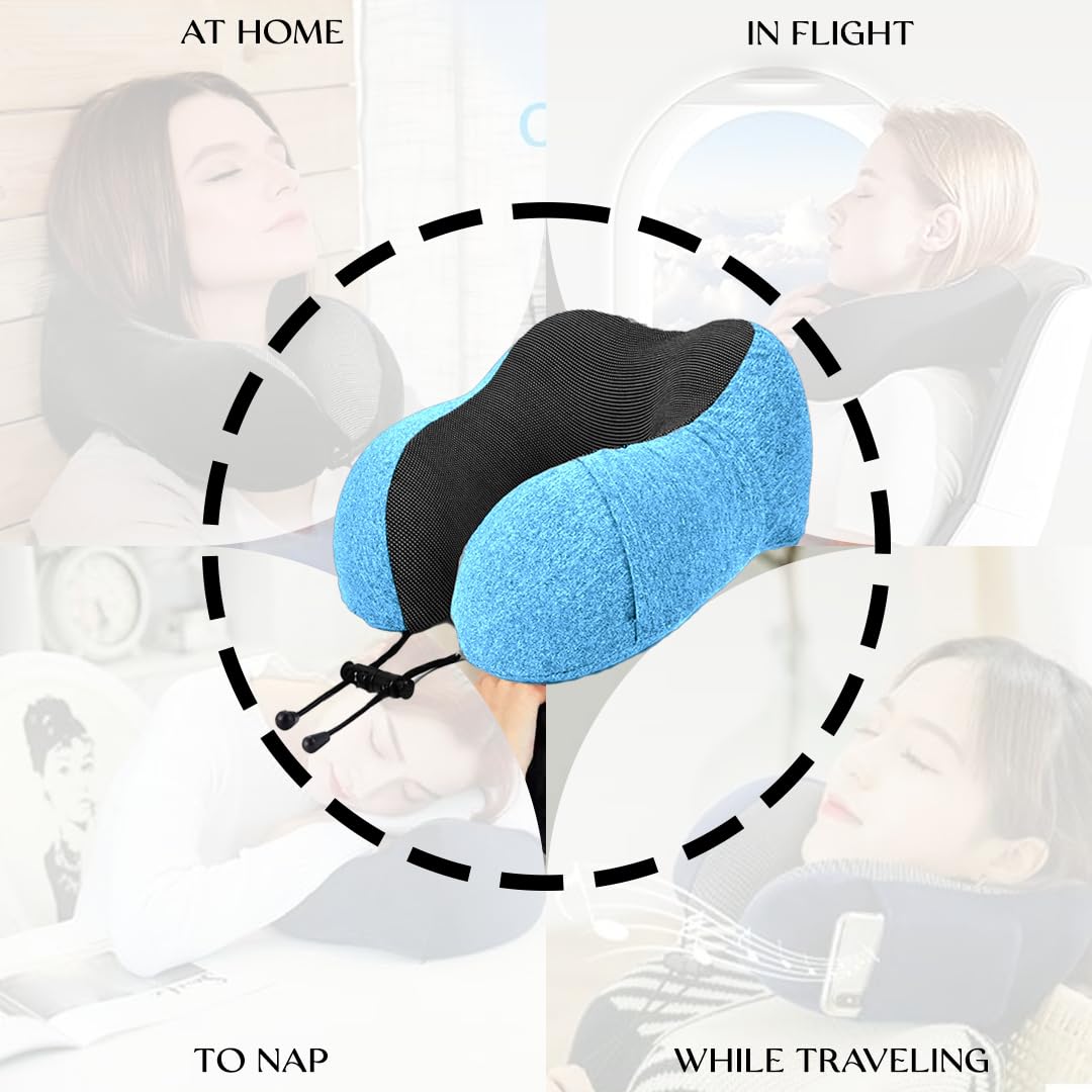 Premium Memory Foam Neck Pillow | NP-04 (Sky Blue)