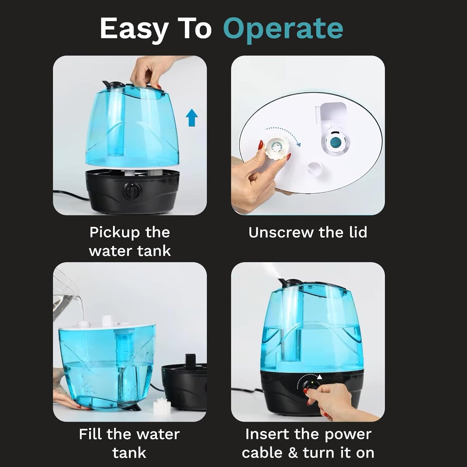 NexLev Cool Mist Humidifier | 3.5L| For Office, Indoor Plants, Baby Nursery | HU-01