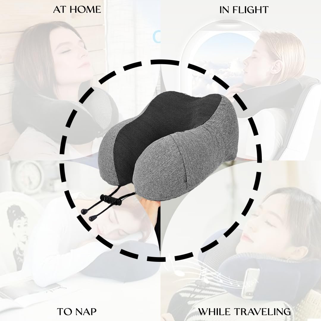 Premium Memory Foam Neck Pillow | NP-03 (Grey)