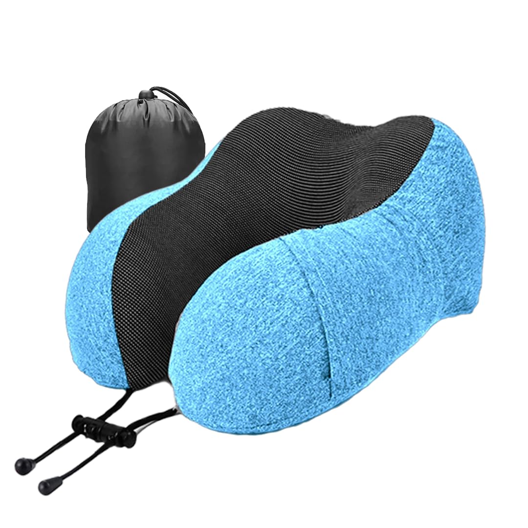 Premium Memory Foam Neck Pillow | NP-04 (Sky Blue)