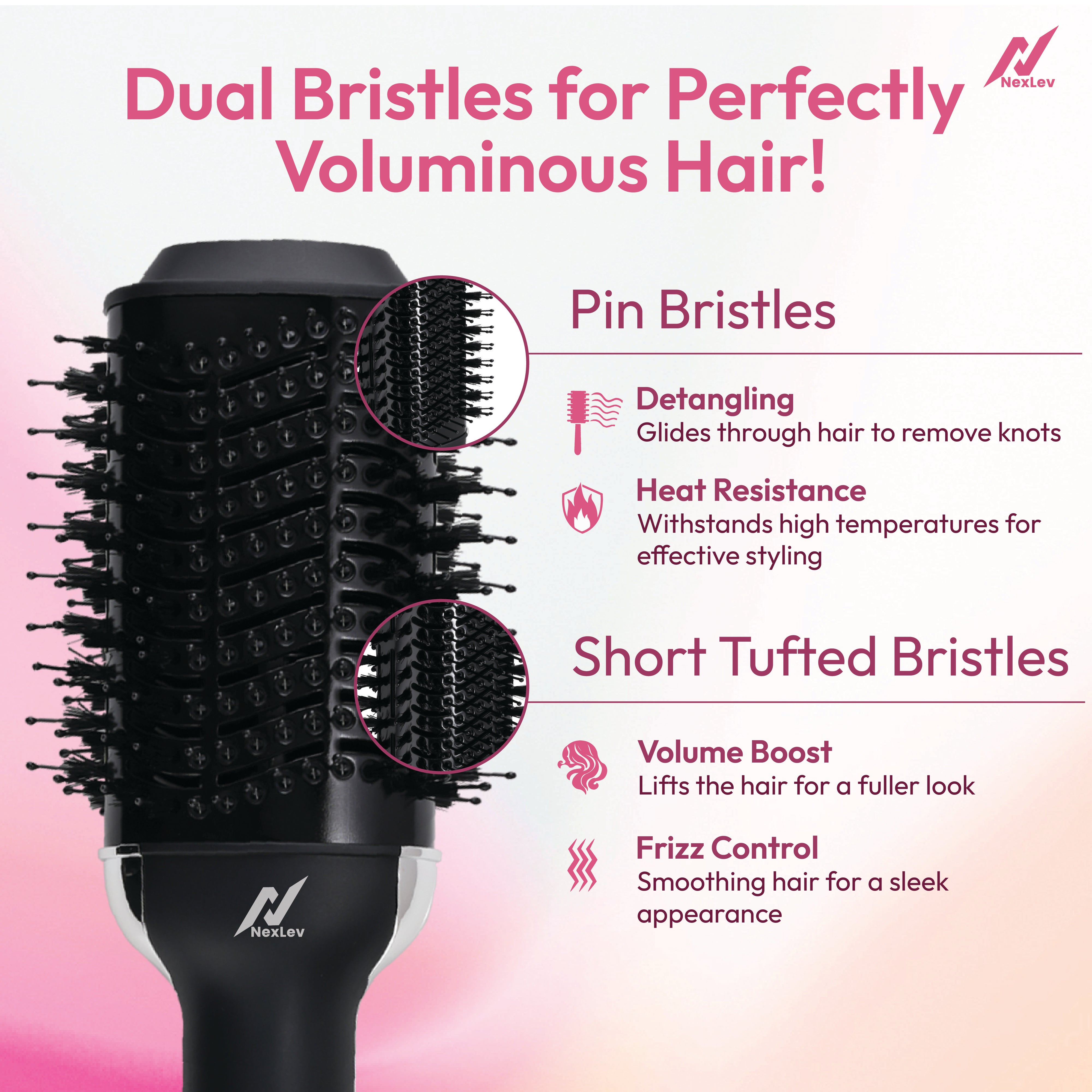 Nexlev IONIC Volumizer Hair Brush | (V-01)