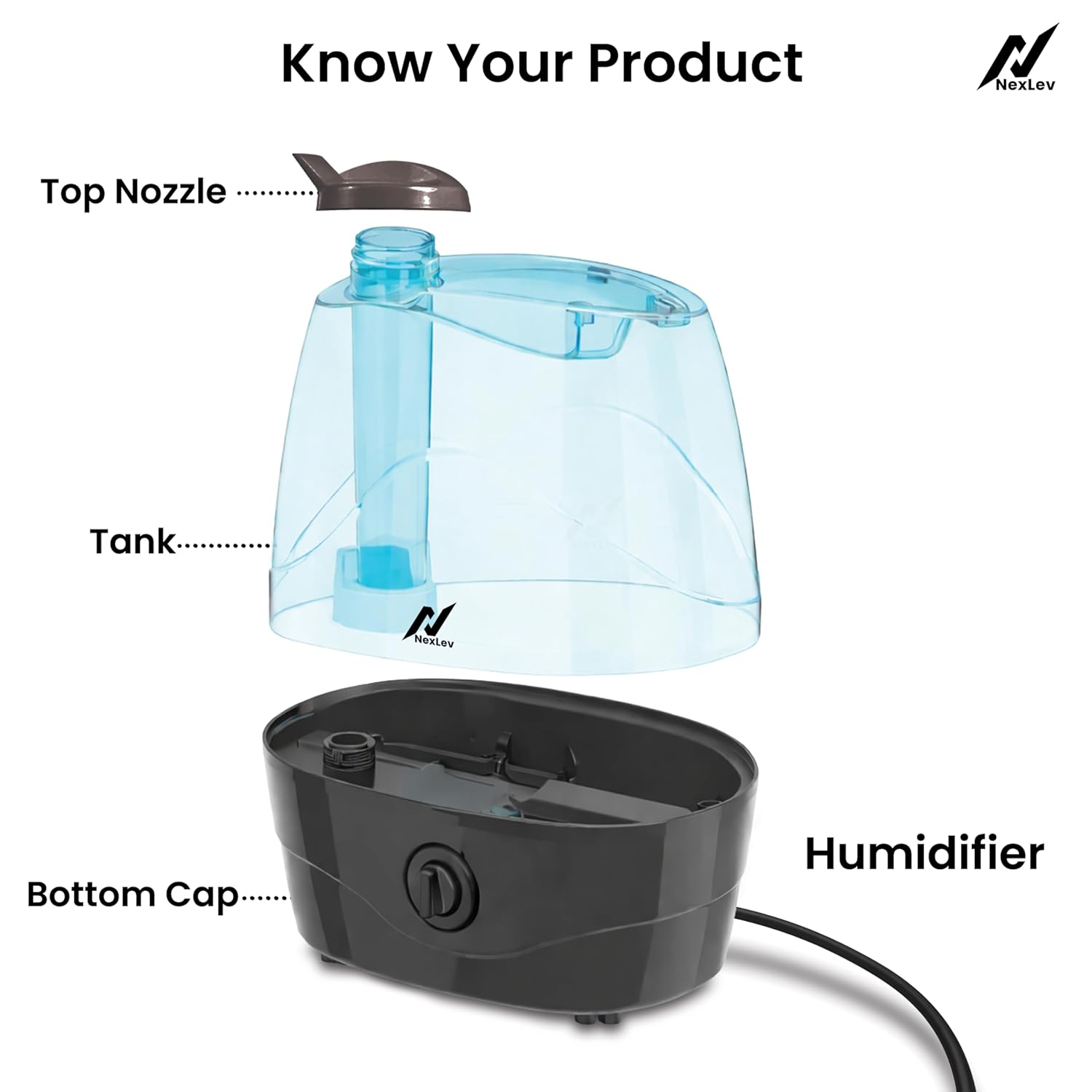 NexLev Cool Mist Humidifier | 3.5L| For Office, Indoor Plants, Baby Nursery | HU-01