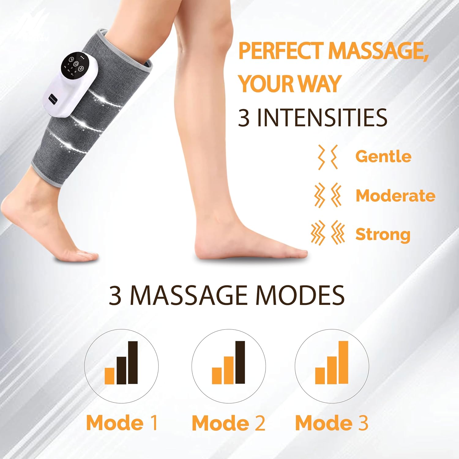 NexLev Calf Massager | Daily Use Leg Massager for Sore Muscle |1 Piece | Hand Like Massage with Air Compression | Improve Blood Circulation & Relieve Pain | 2500 mAh | Large Belt | Type C | CFM-01