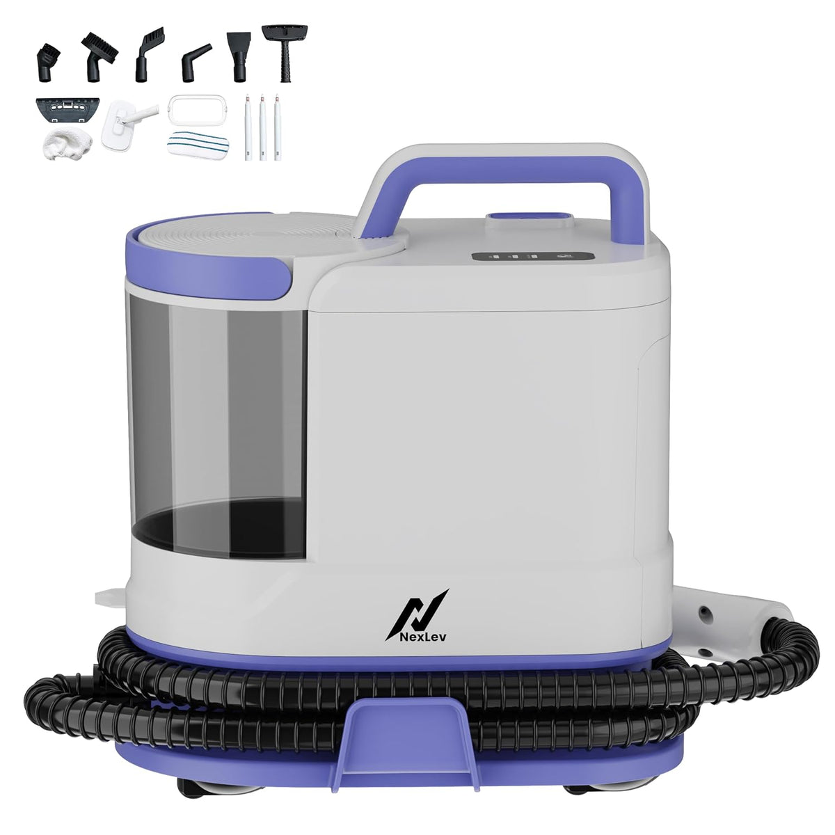 NexLev SteamXpert Steam Cleaner and Mop for Home, 1800W, 1850ml Tank, 30 Sec Heat-Up, 110°C Steam, 50-60 Min Run Time, 12 Accessories for Floor, Kitchen, Bathroom, Sofa and Glass, White (SC-06)